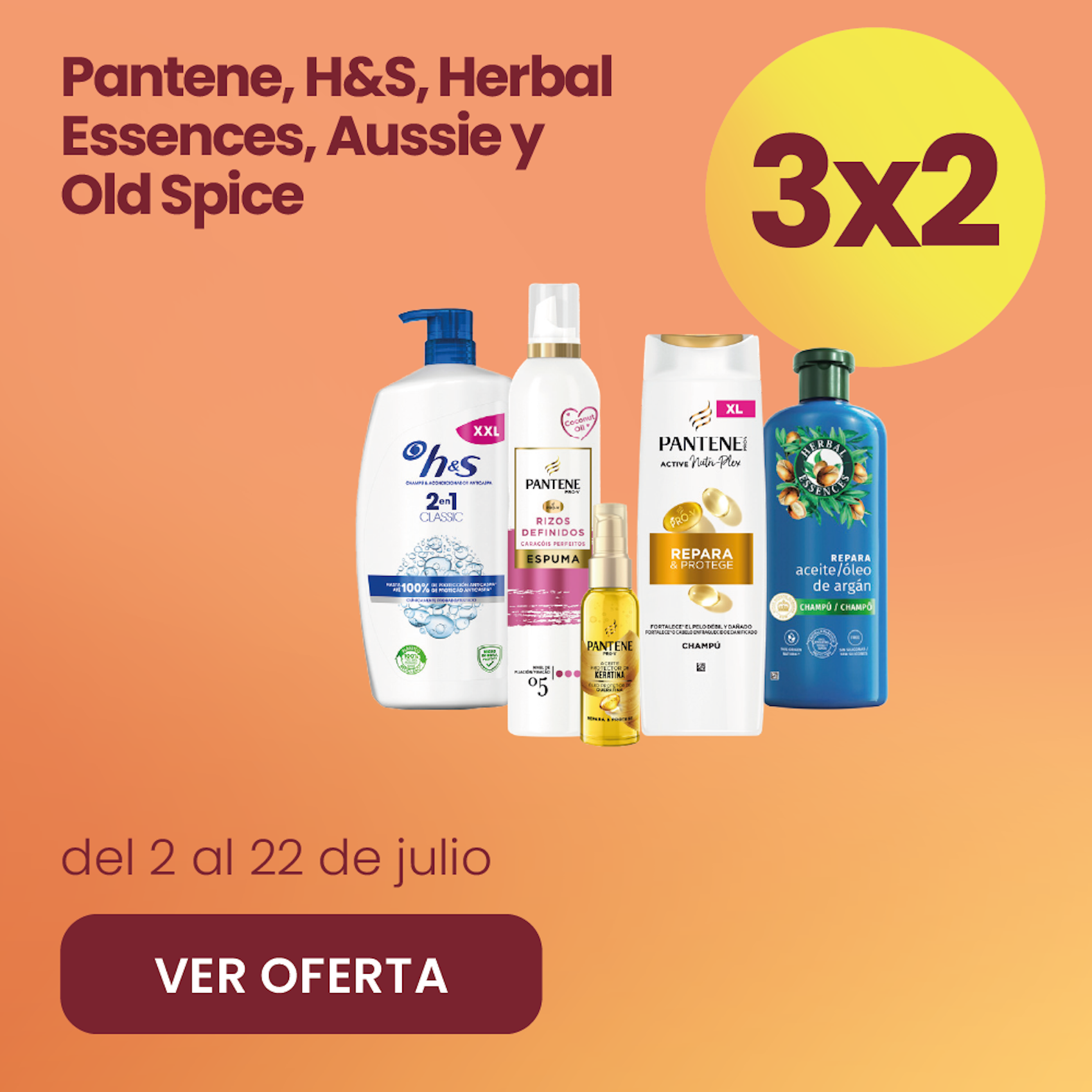 H&S, PANTENE, HERBAL ESSENCES, AUSSIE Y OLD SPICE TODO 3x2