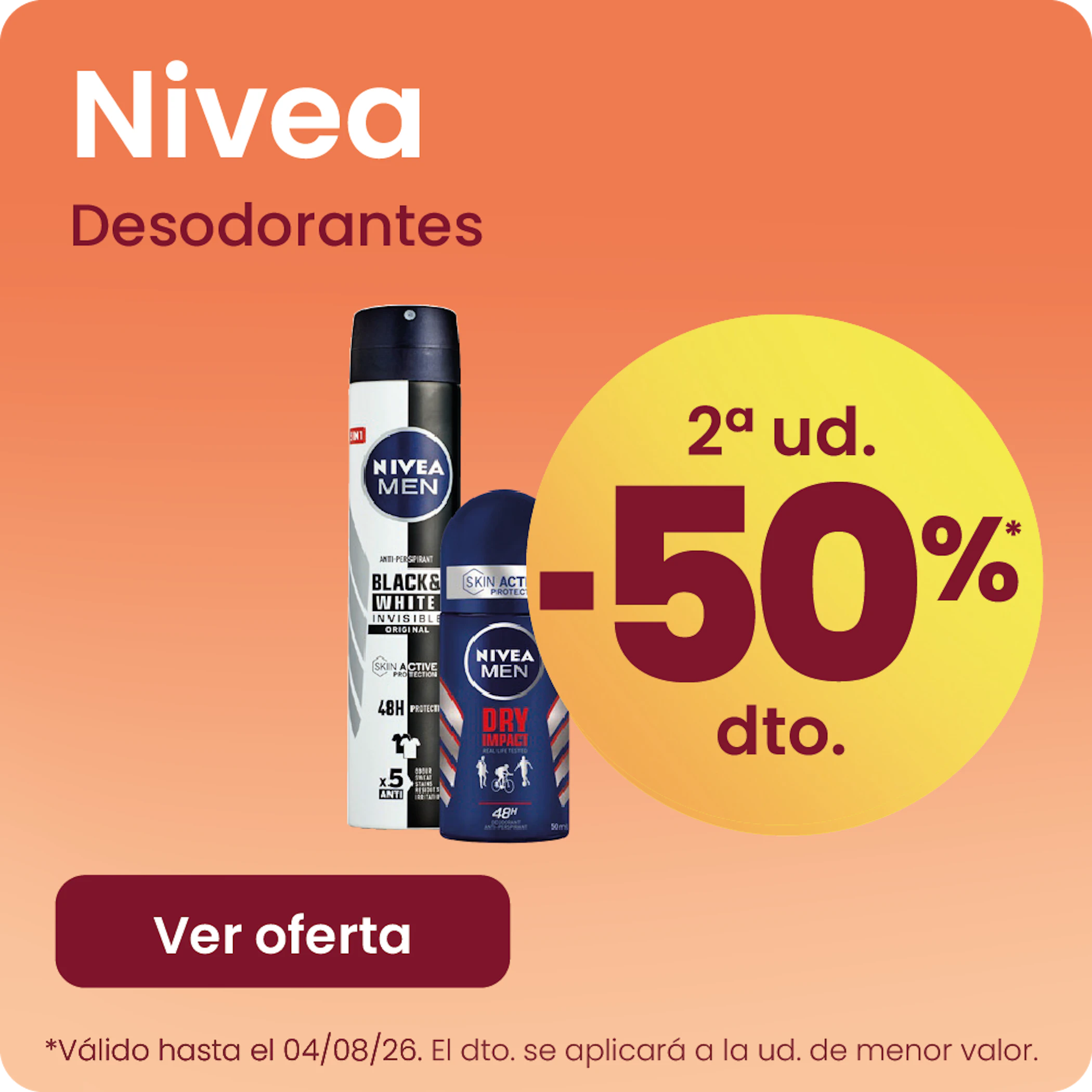 NIVEA DESODORANTES -50% la 2ª ud.