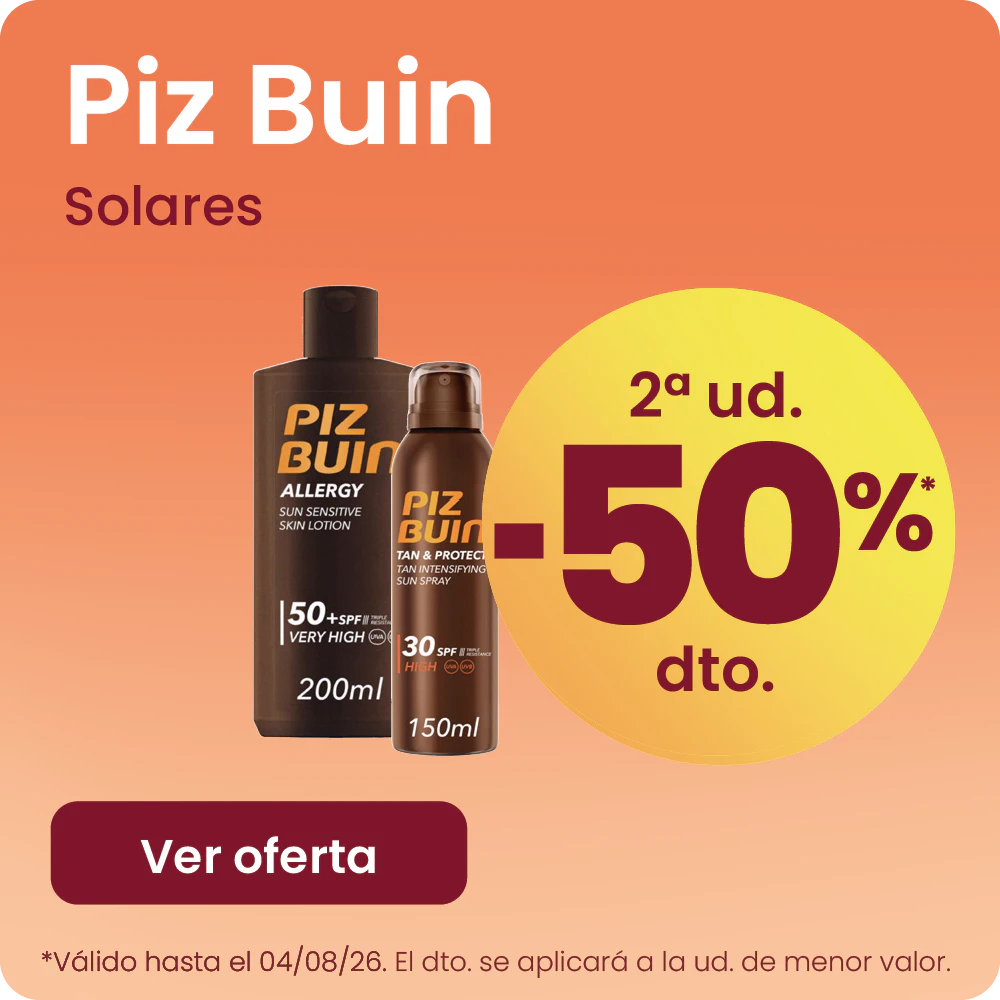 PIZ BUIN SOLARES TODA LA MARCA -50% la 2ª ud.