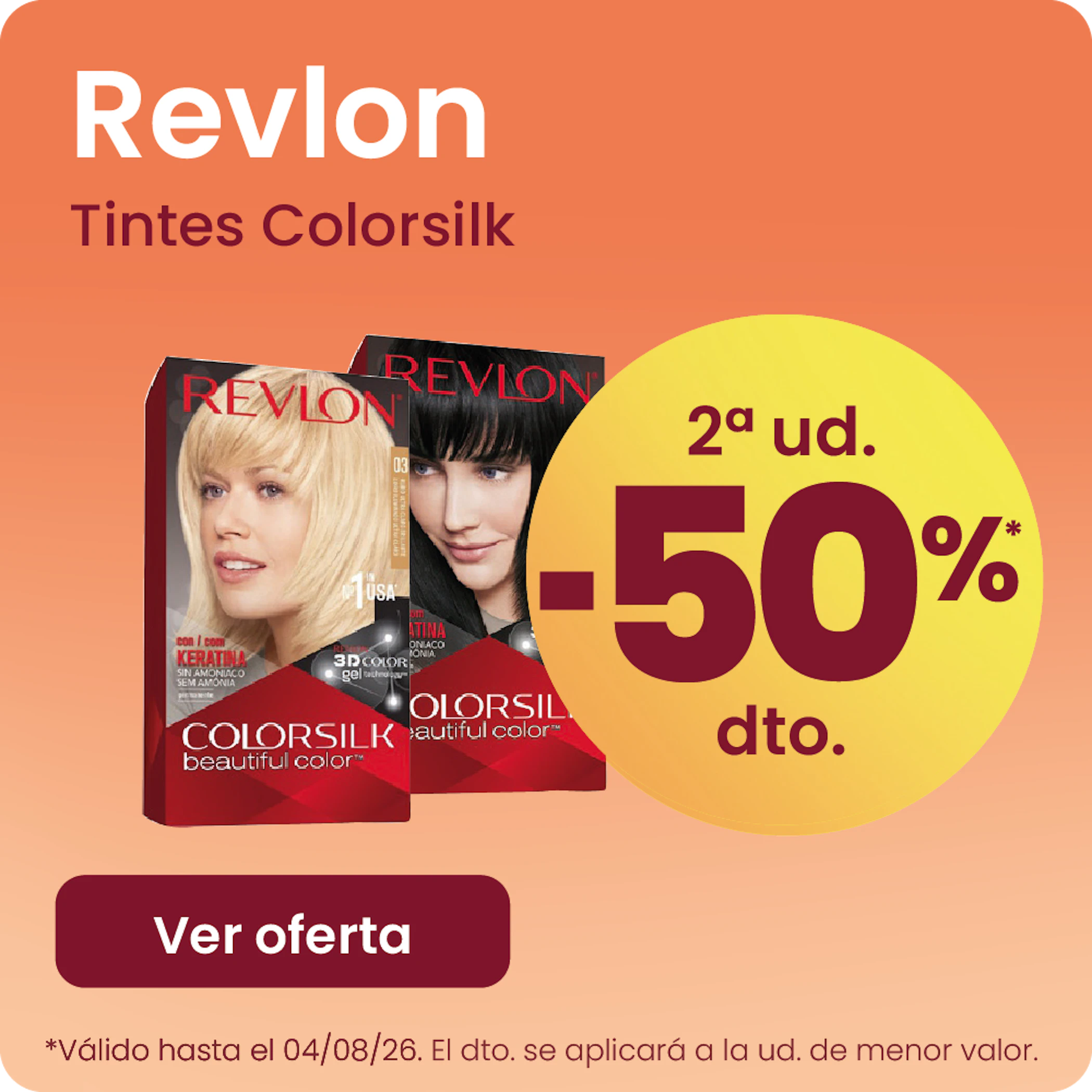 REVLON TINTES COLORSILK TODA LA GAMA -50% la 2ª ud.
