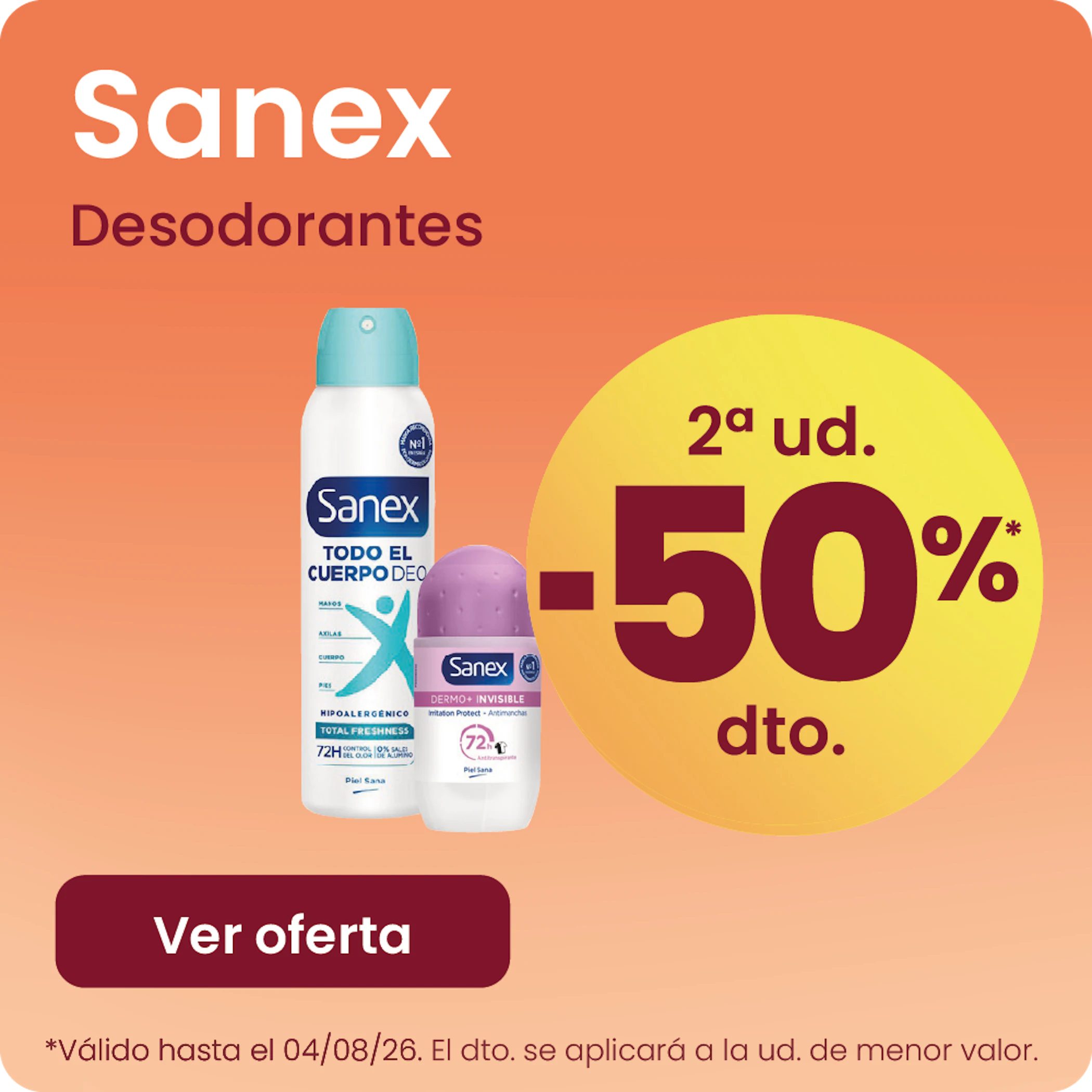 SANEX DESODORANTES TODA LA GAMA -50% la 2ª ud.