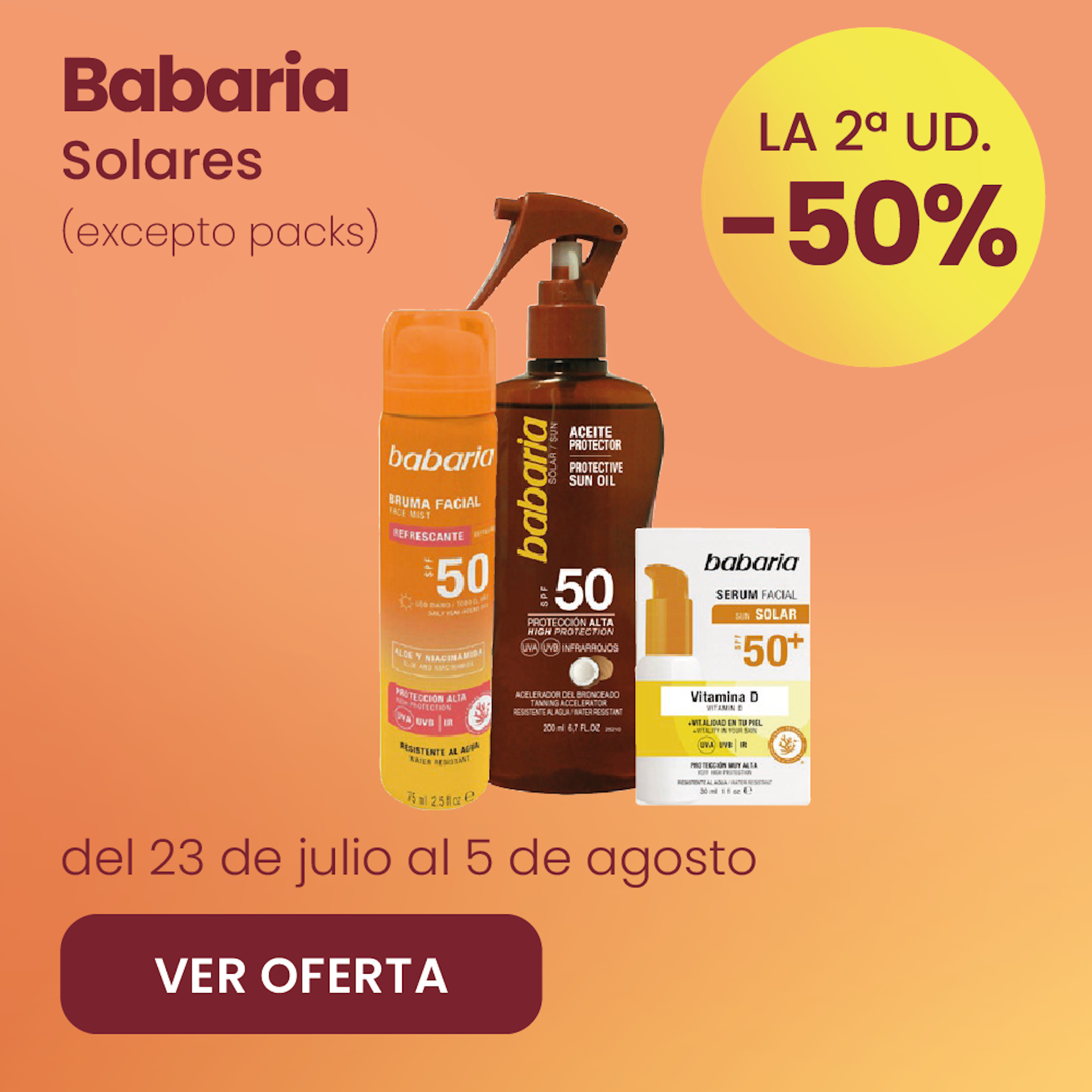Babaria Solares Toda La Gama -50% la 2ª ud.