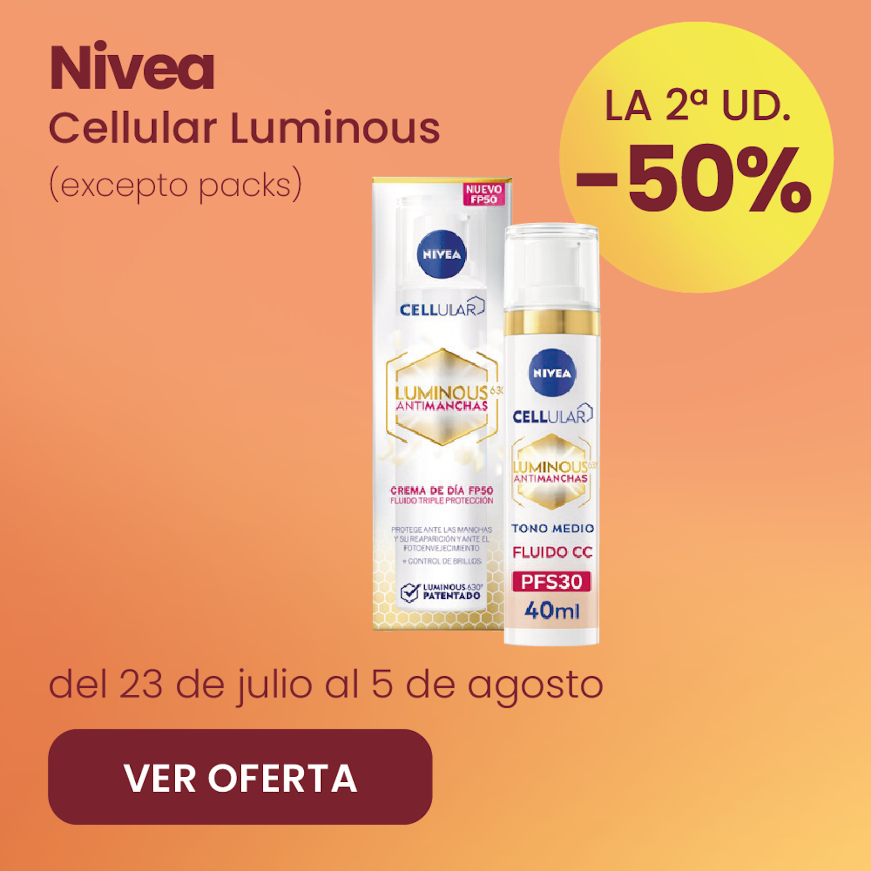 Nivea Cellular Luminous Toda La Gama -50% la 2ª ud.