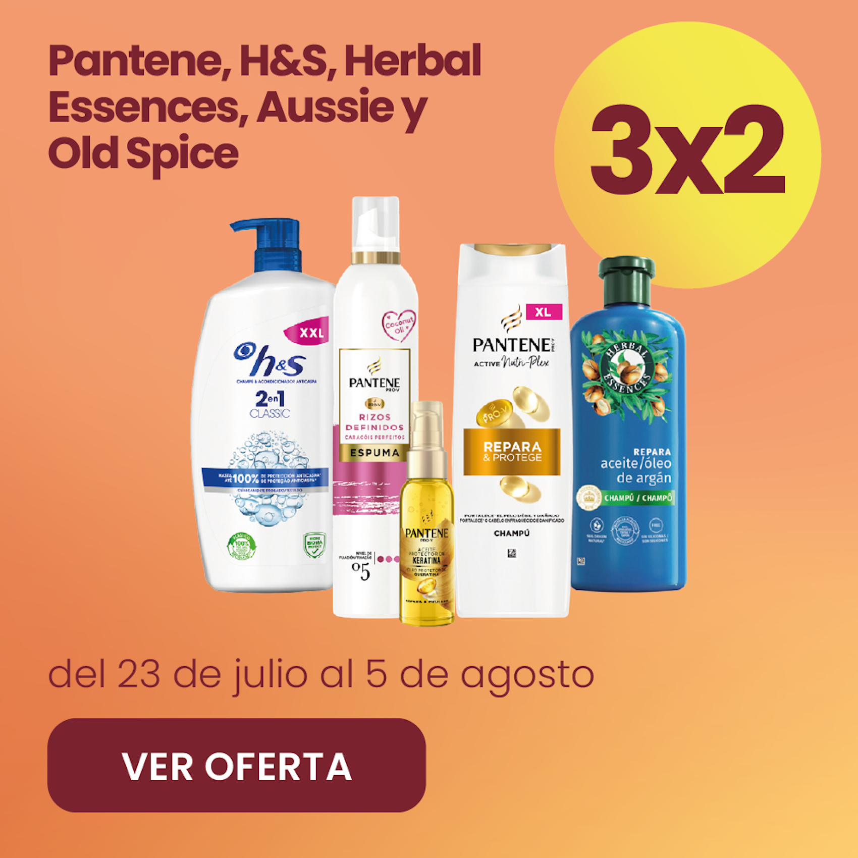 Pantene, H&S, Herbal Essences, Aussie Y Old Spice 3x2