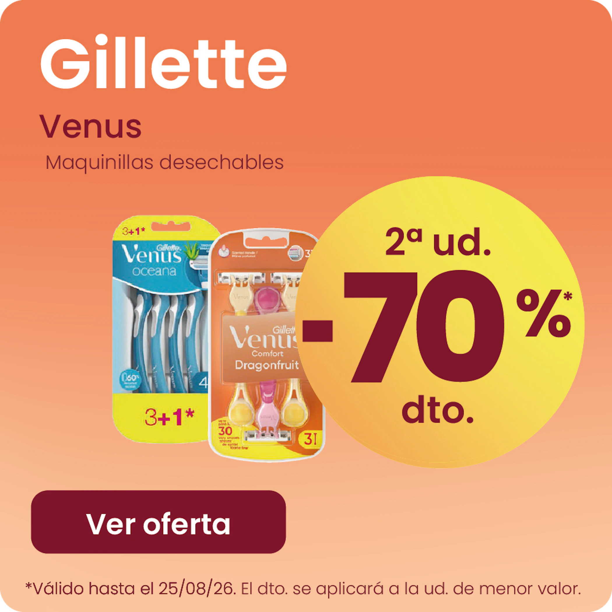 Gillette Venus Máquinillas Toda La Gama -70% la 2ª ud.