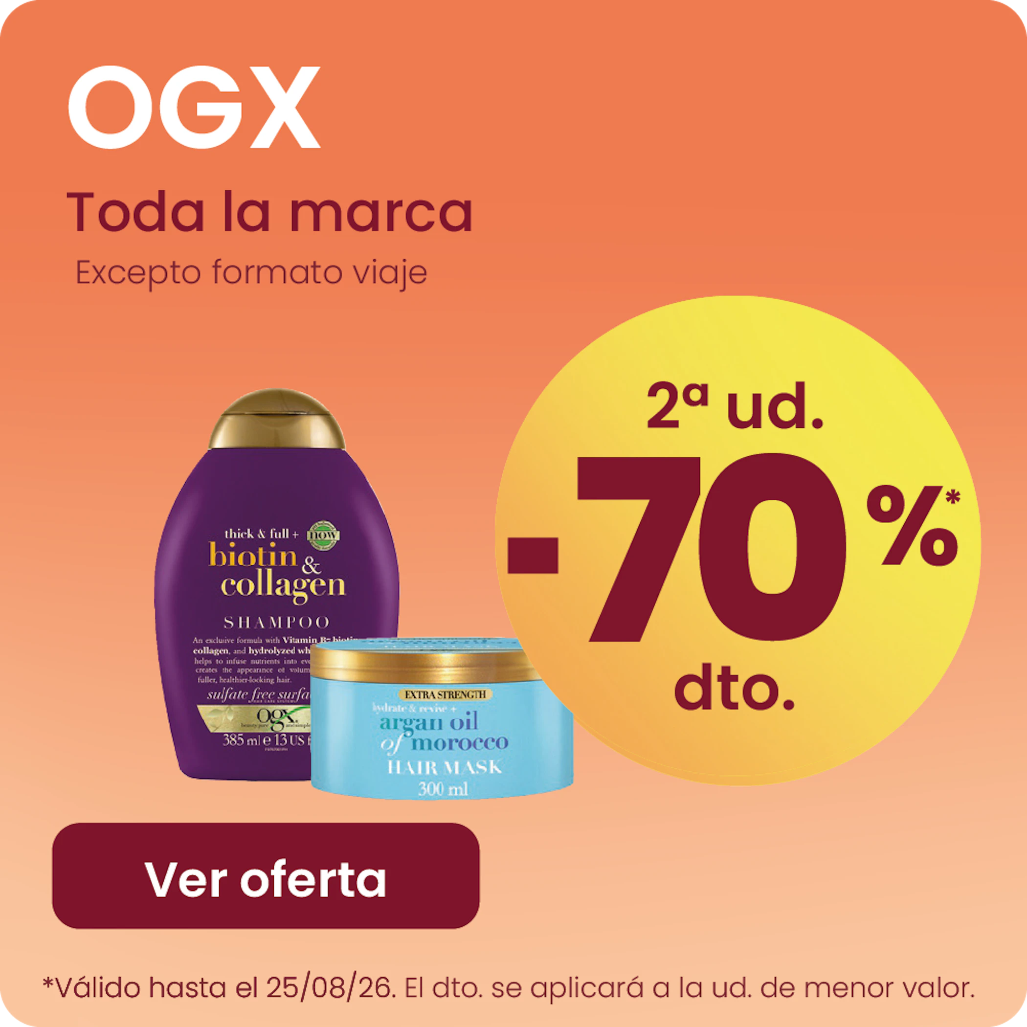 OGX Toda La Marca -70% la 2ª ud.