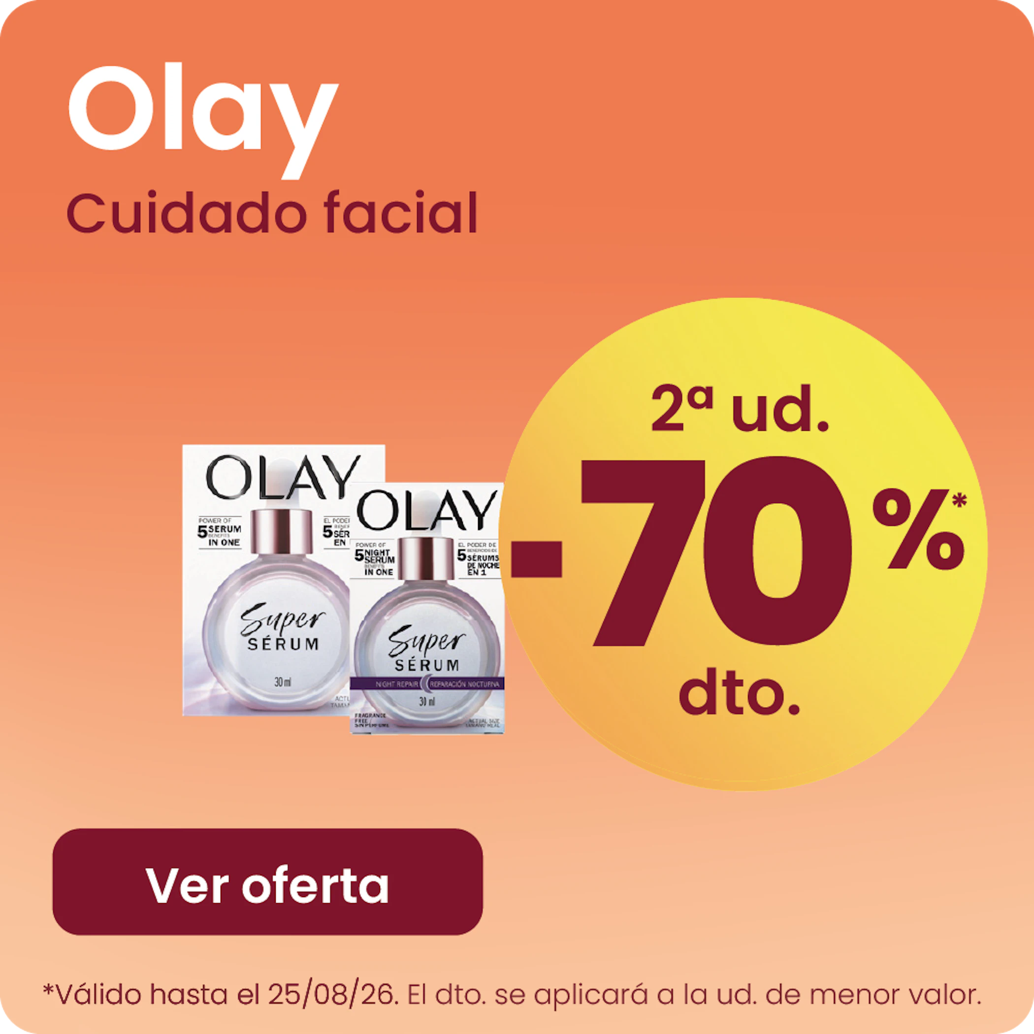 Olay Cuidado Facial -70% la 2ª ud.