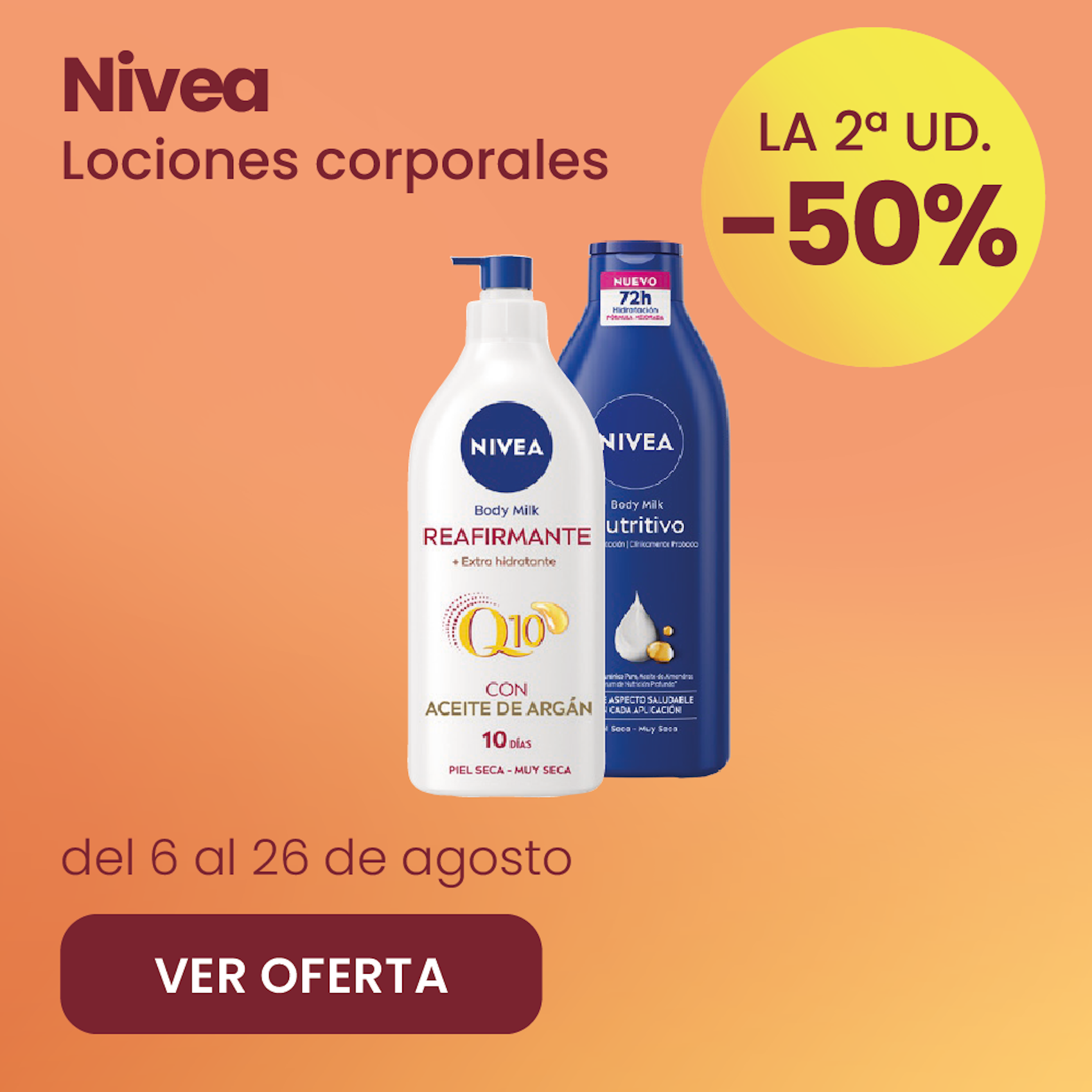 NIVEA LOCIONES CORPORALES -50% la 2ª ud.
