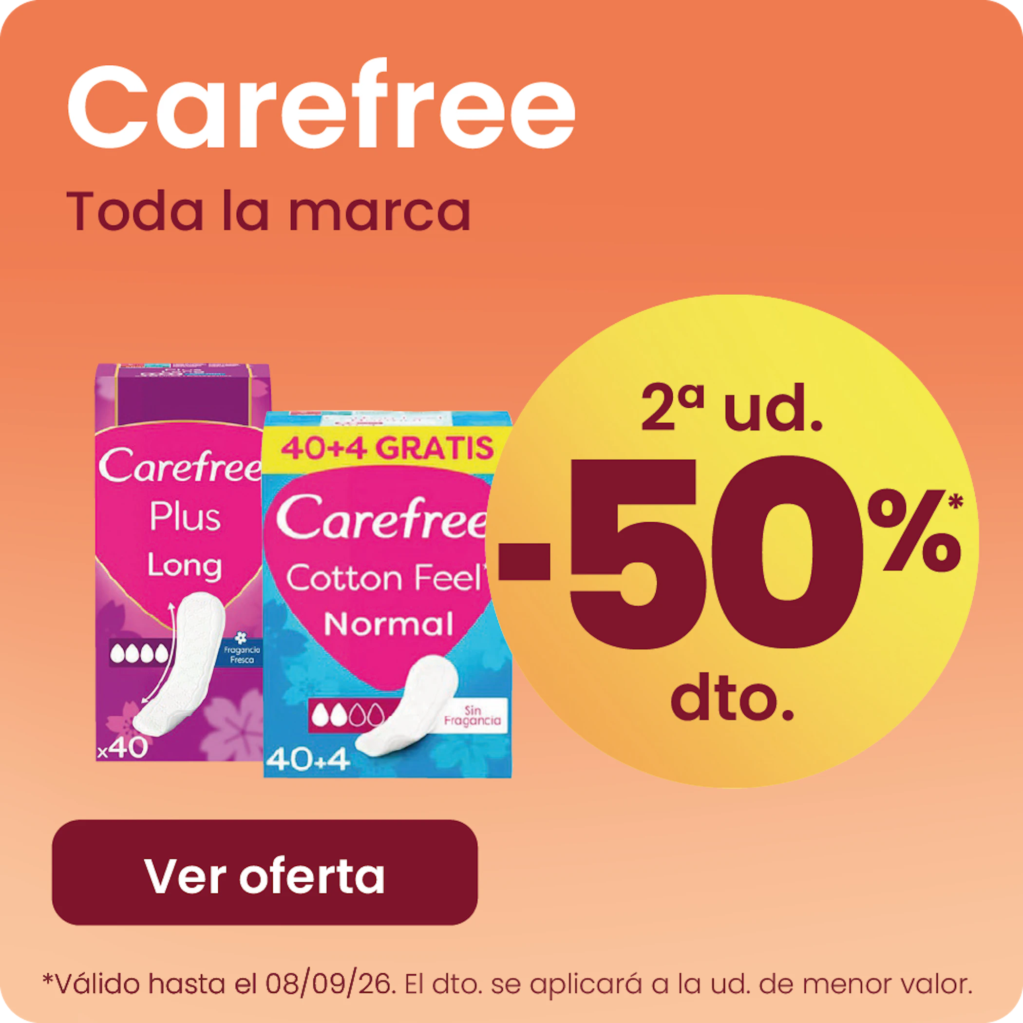 CAREFREE TODA LA MARCA -50% la 2ª ud.