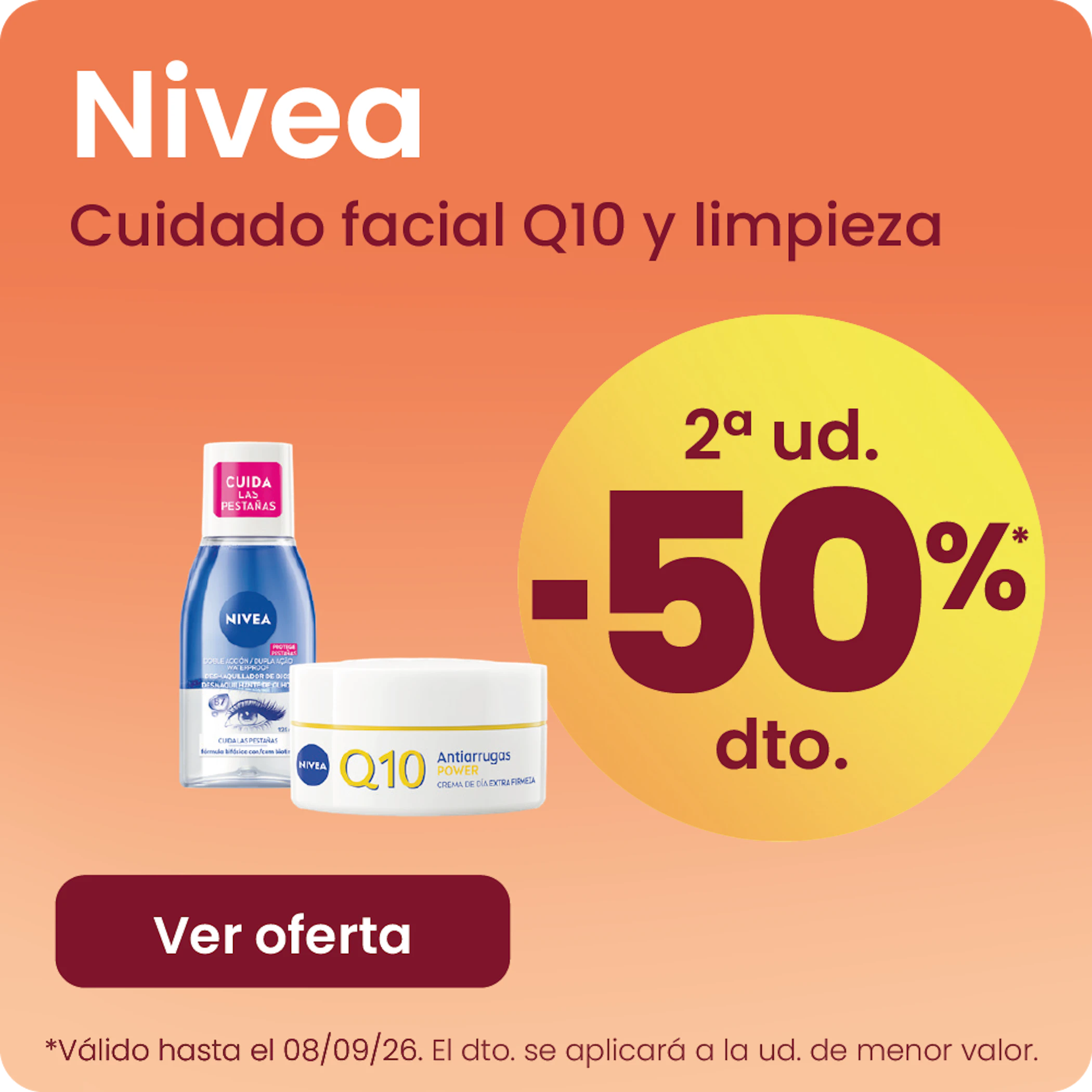 NIVEA FACIAL Q10 Y LIMPIEZA -50% la 2ª ud.