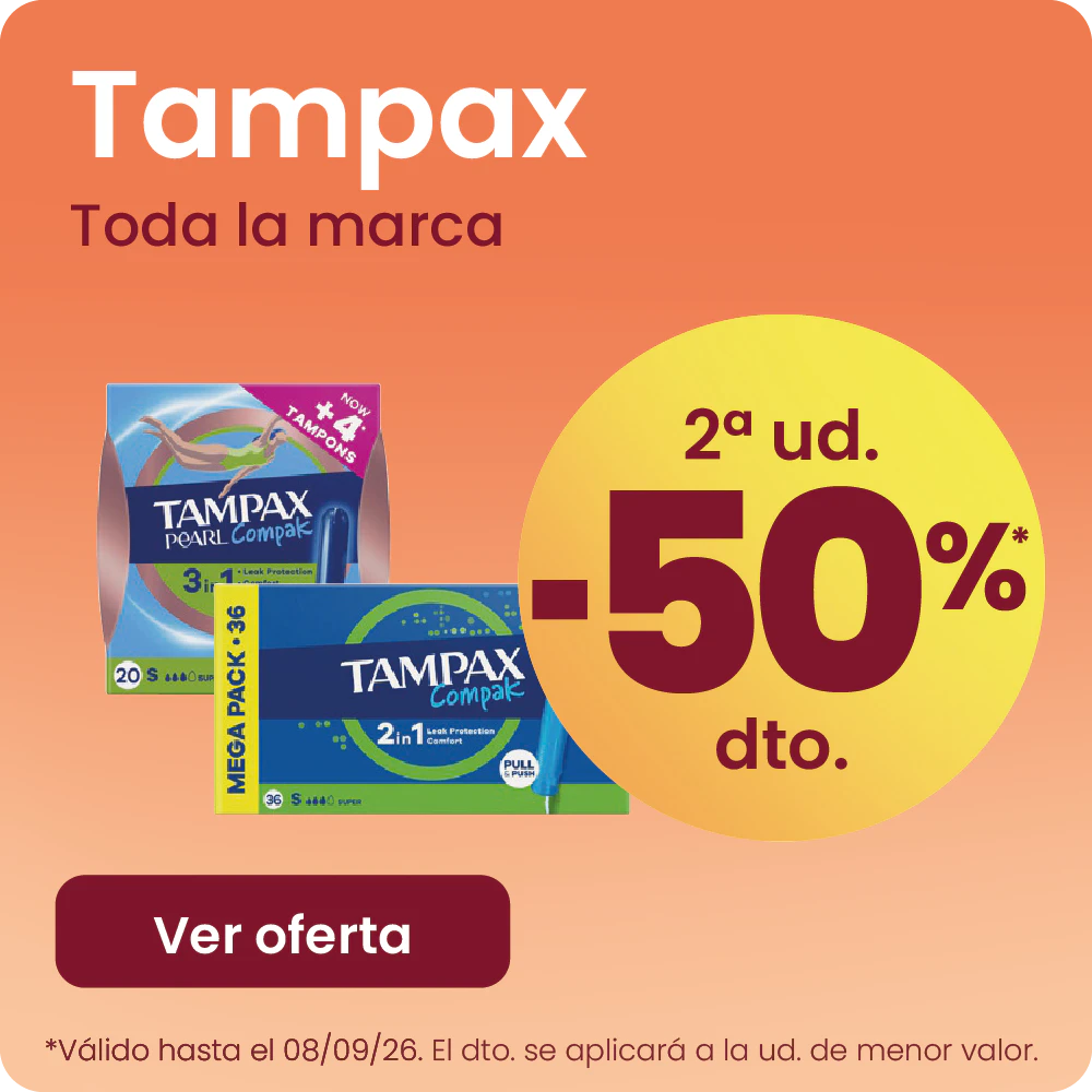 TAMPAX TODA LA MARCA -50% la 2ª ud.