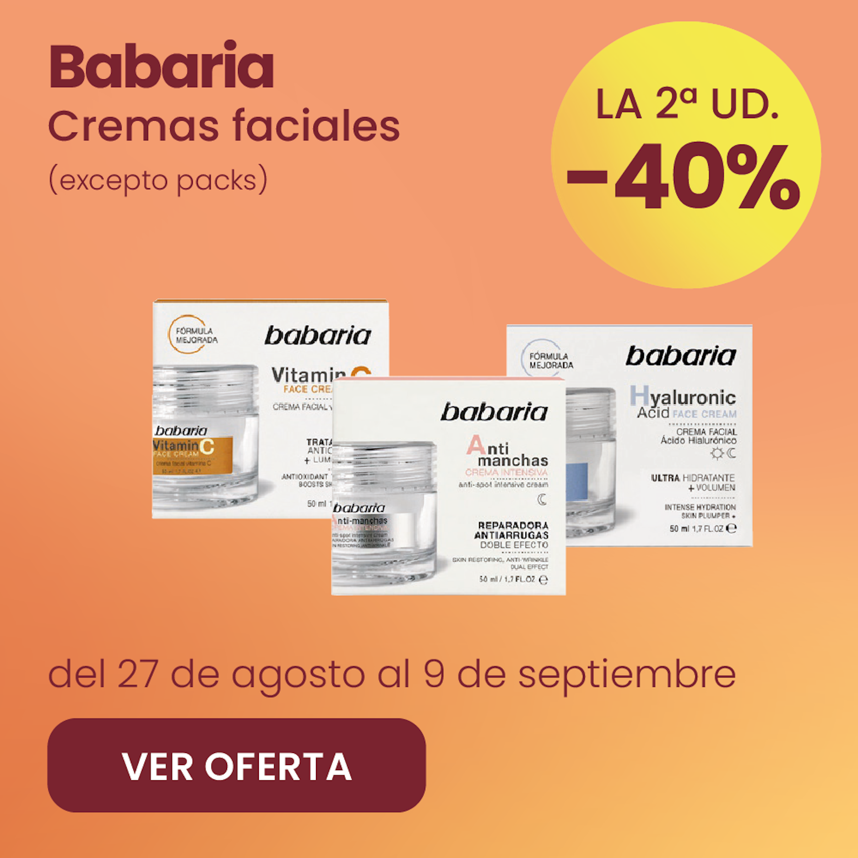 Babaria Cremas Faciales Toda La Gama -40% la 2ª ud.
