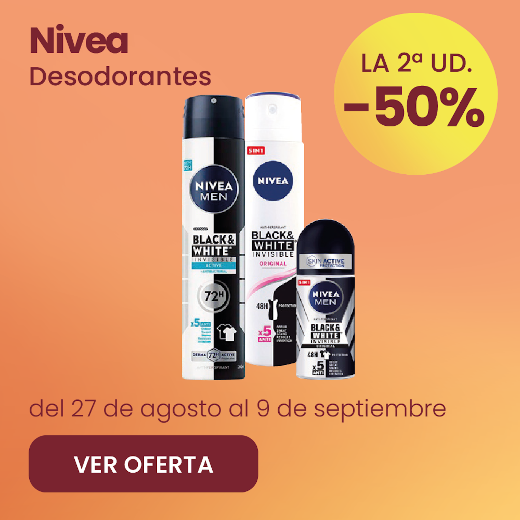 Nivea Desodorantes Toda La Gama -50% la 2ª ud.