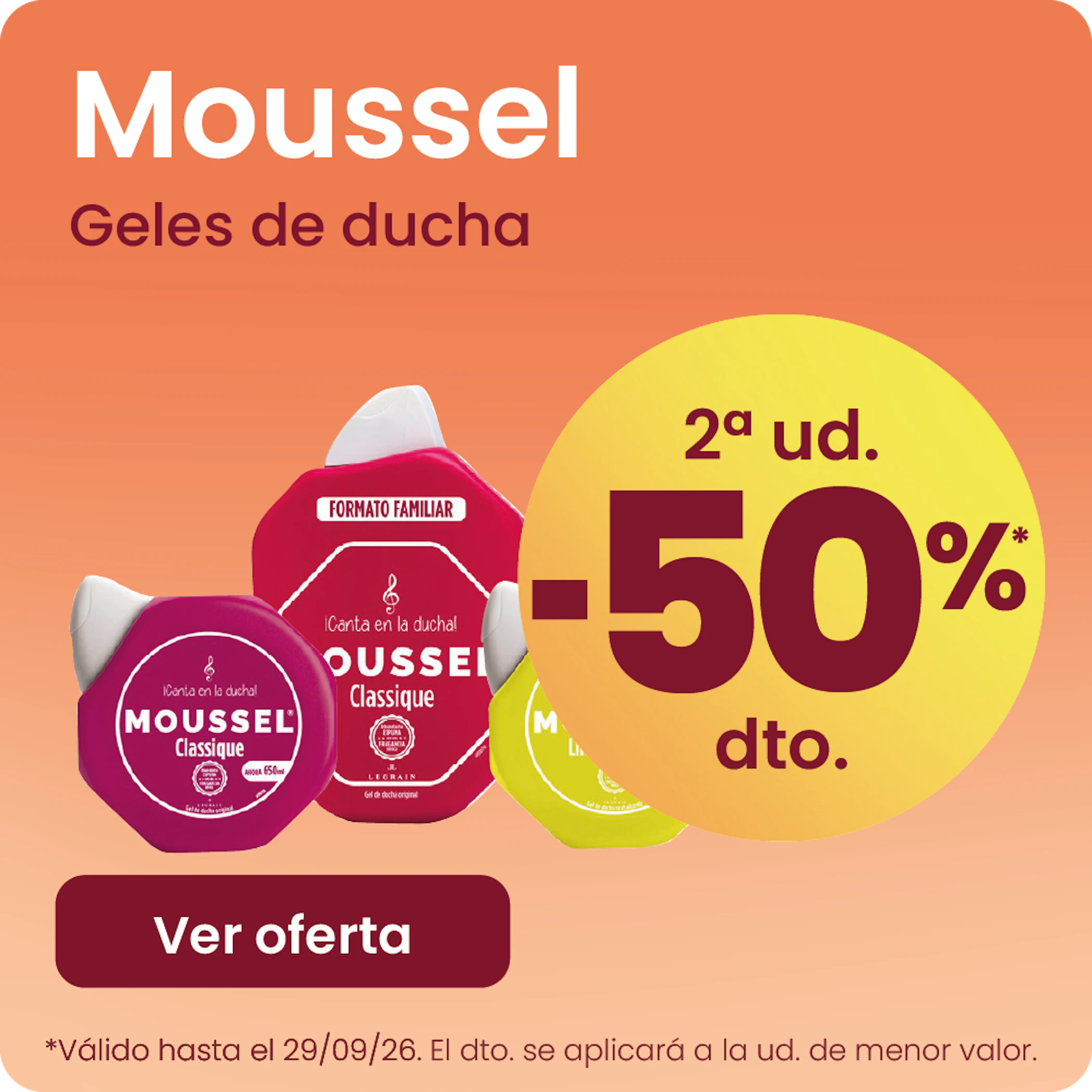 Moussel Géis De Duche Toda A Gama -50% na 2ª ud.