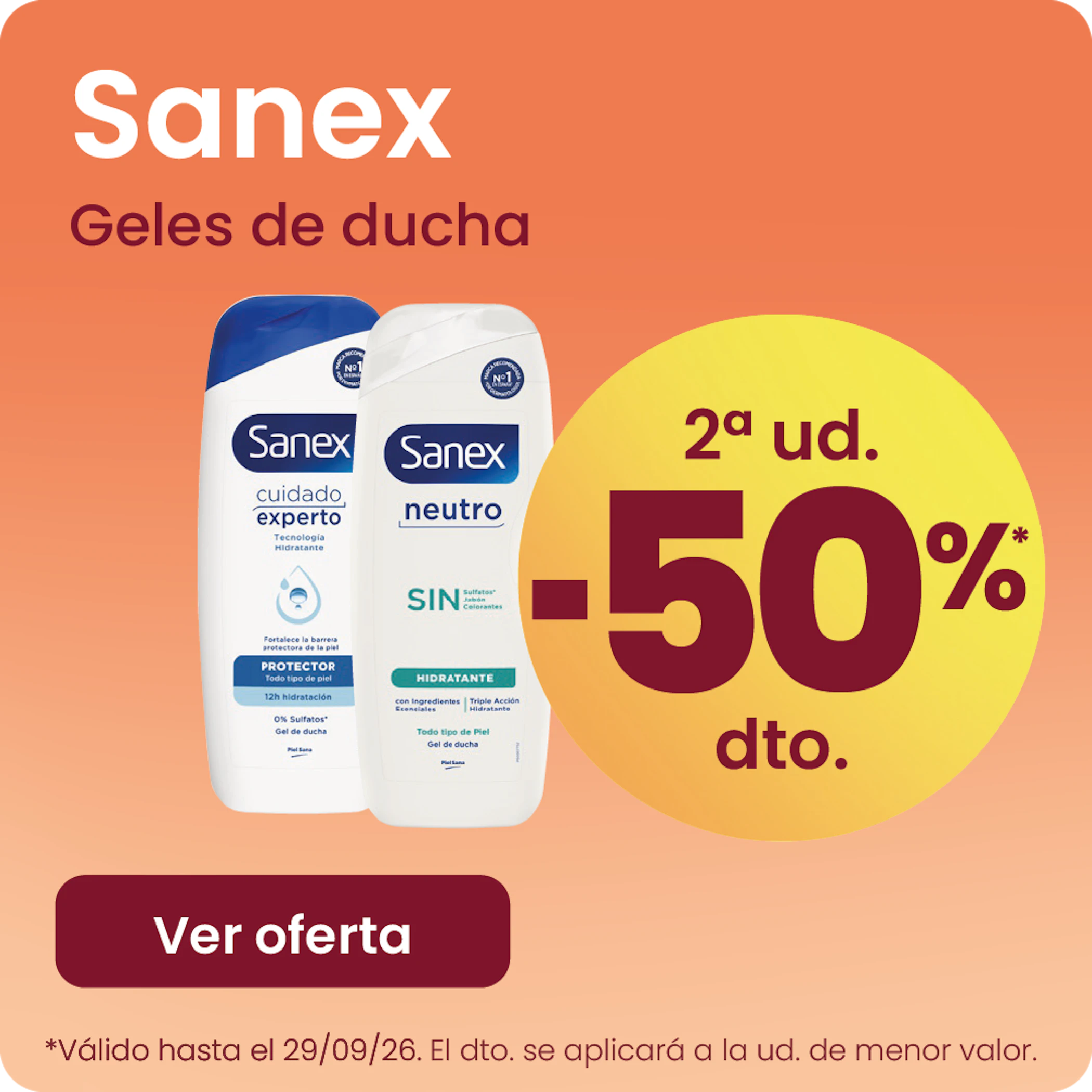 Sanex Géis De Duche -50% na 2ª ud.