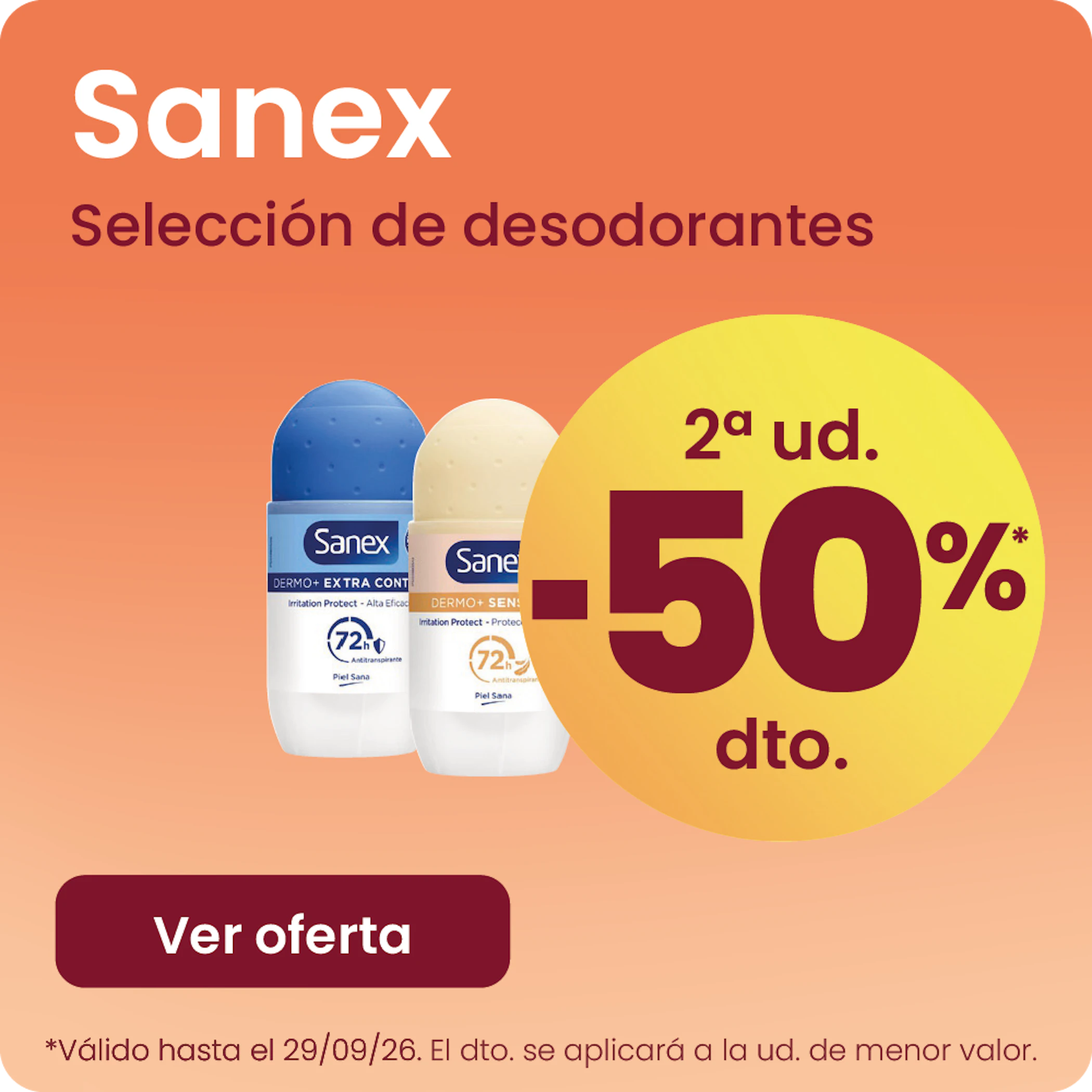 Sanex Desodorizantes Toda A Gama -50% na 2ª ud.