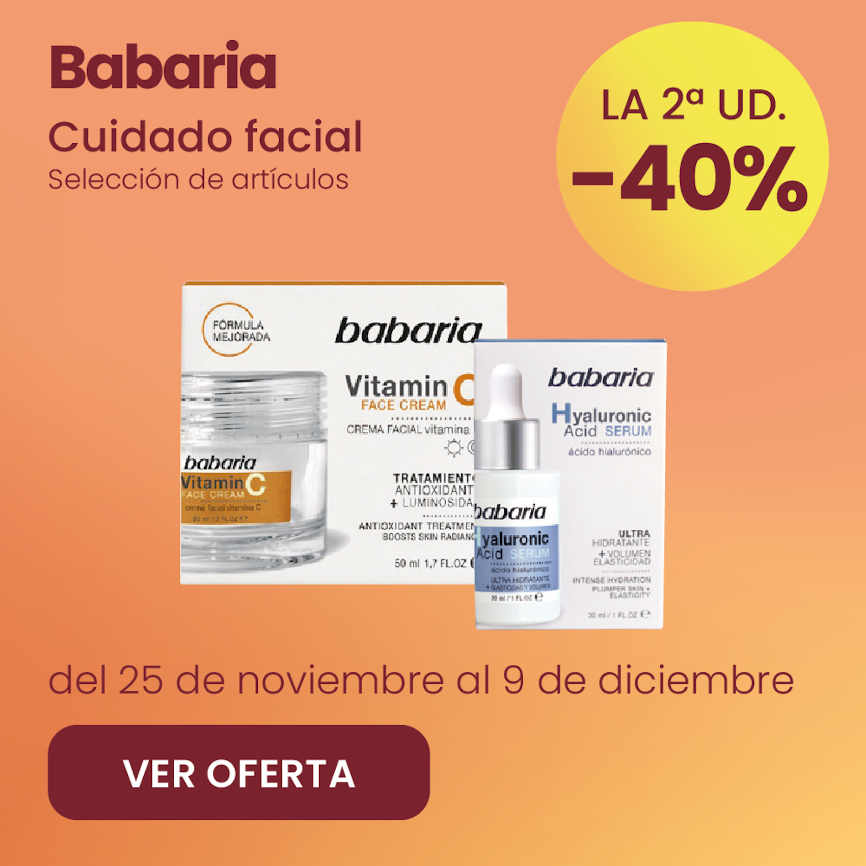 Babaria Cuidado Facial Toda La Gama -40% la 2ª ud.