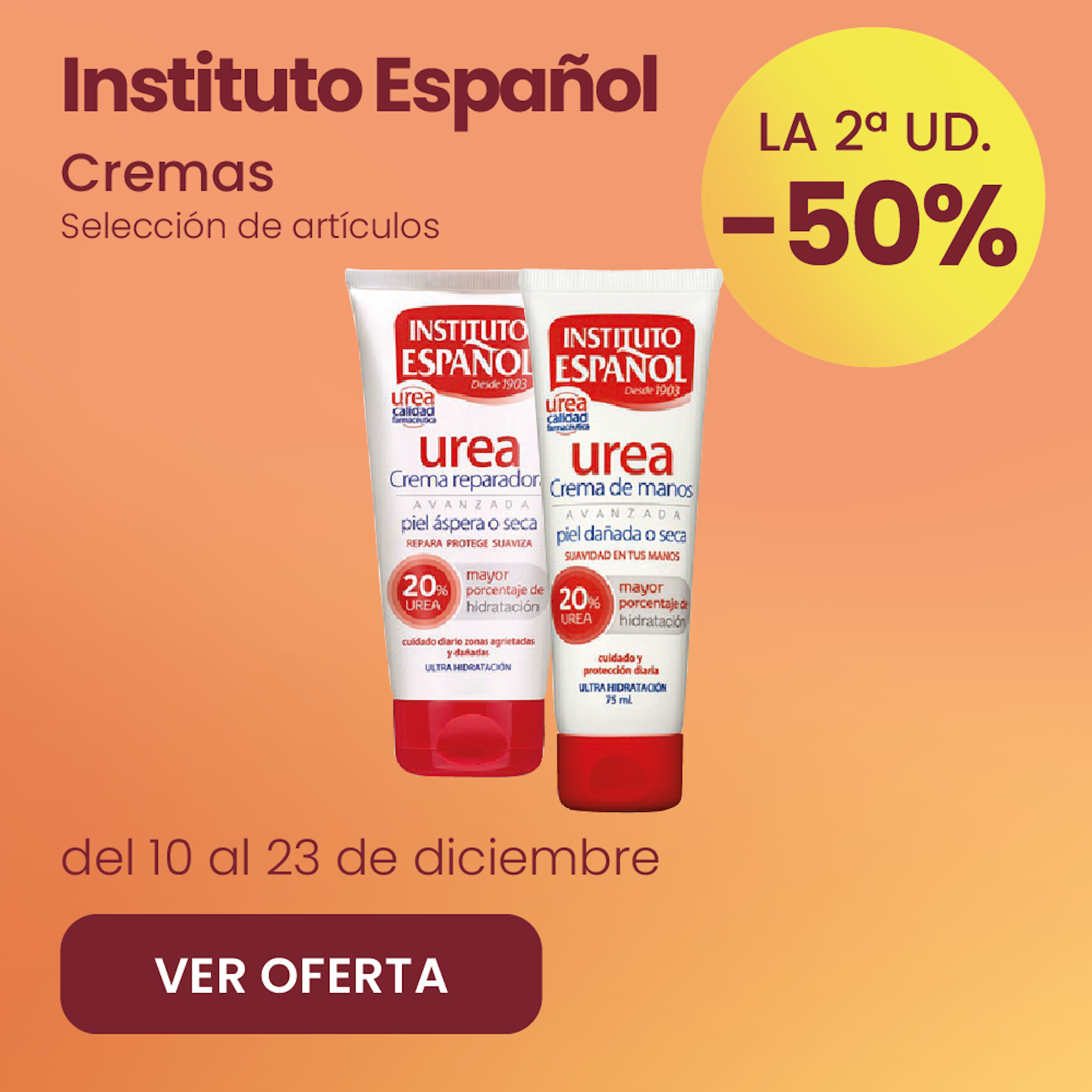 INSTITUTO ESPAÑOL CREME DE MÃOS -50% na 2ª un.