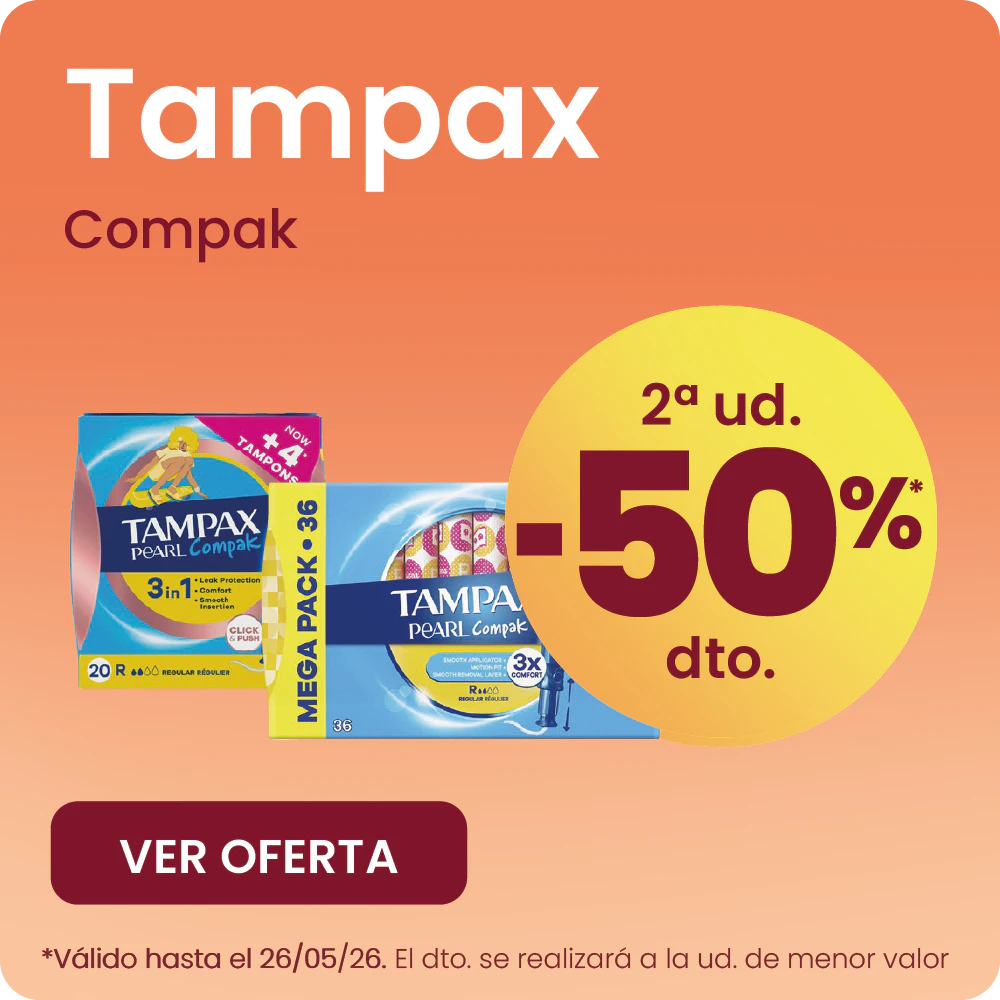 TAMPAX COMPAK PEARL TODA LA GAMA -50% la 2ª ud.