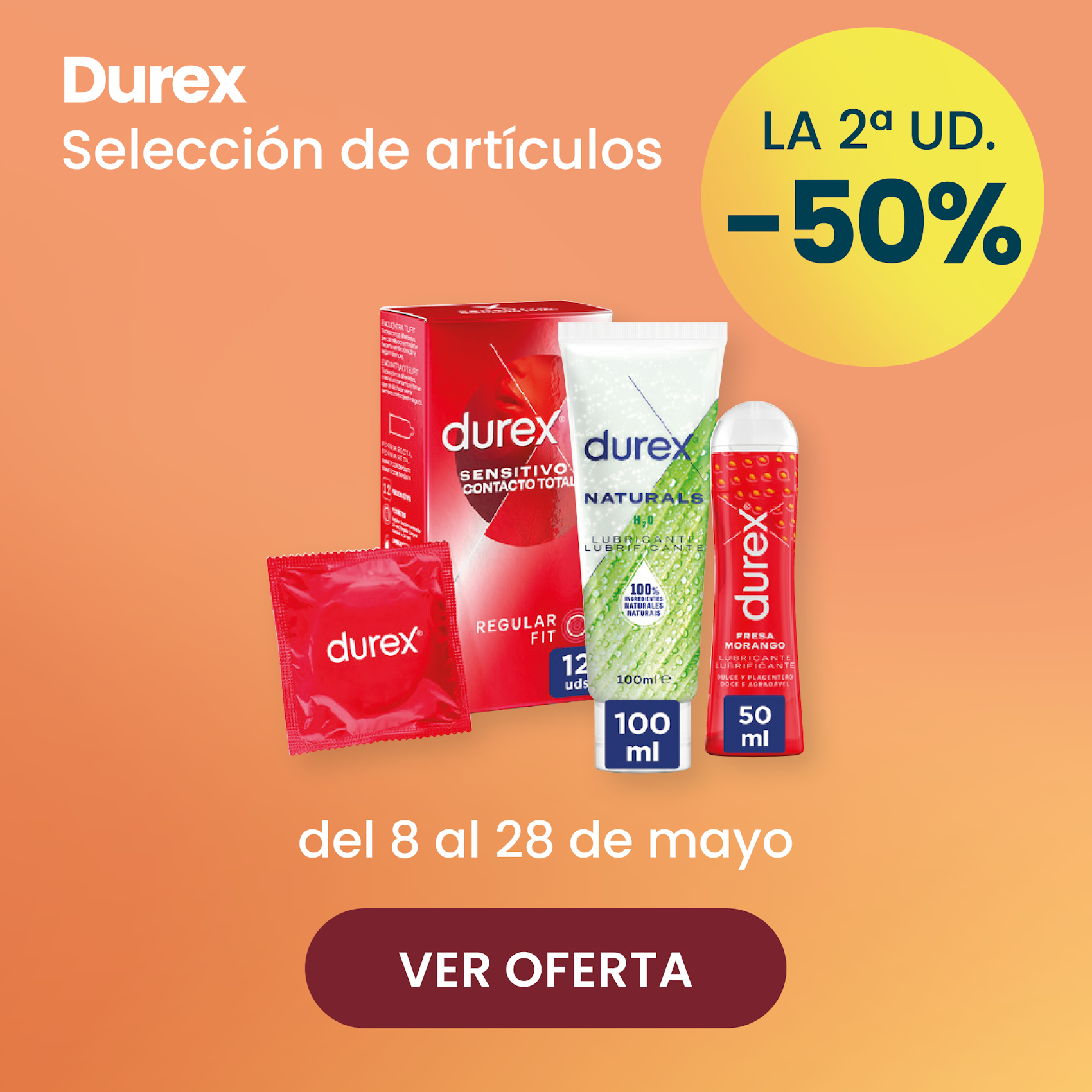 DUREX PRESERVATIVOS Y LUBRICANTES TODA LA GAMA -50% la 2ª ud.
