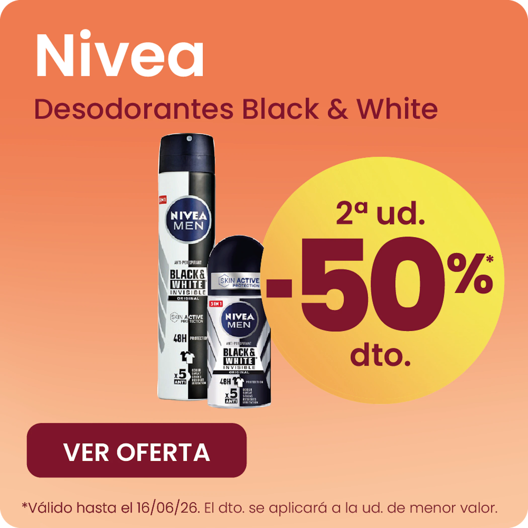 Nivea Desodorantes Black & White -50% la 2ª ud.