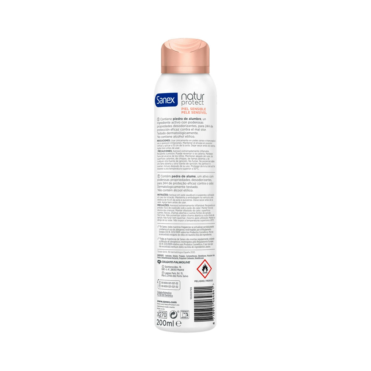 Desodorante spray Sanex Natur Protect piel sensible 24h con piedra de alumbre 200ml