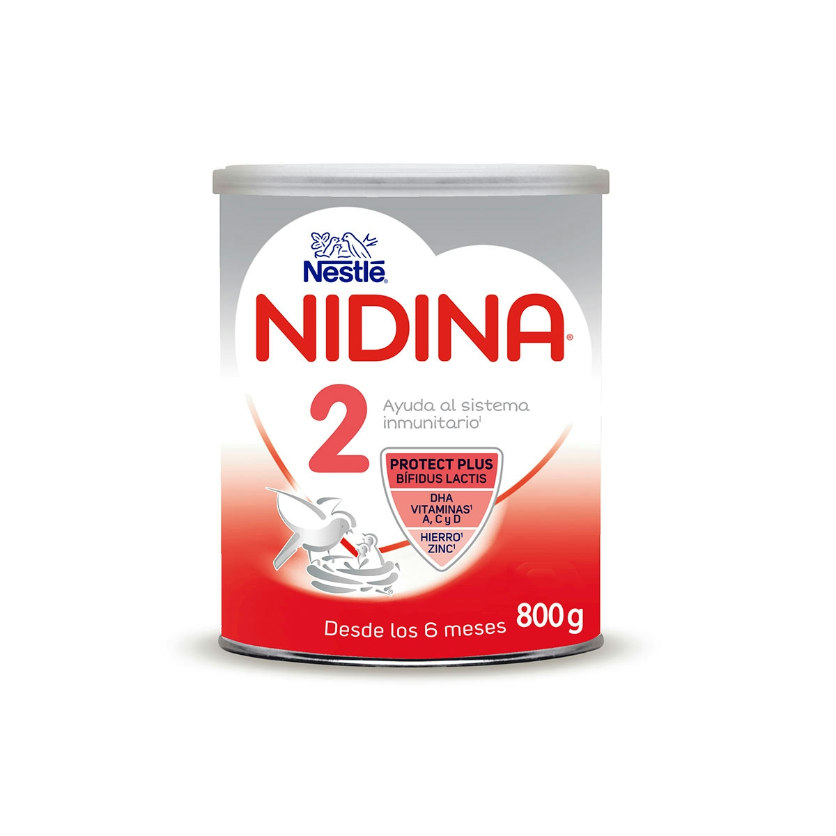 Leche en polvo Premium NIDINA continuación 2 a partir de 6 meses bote 800 gr
