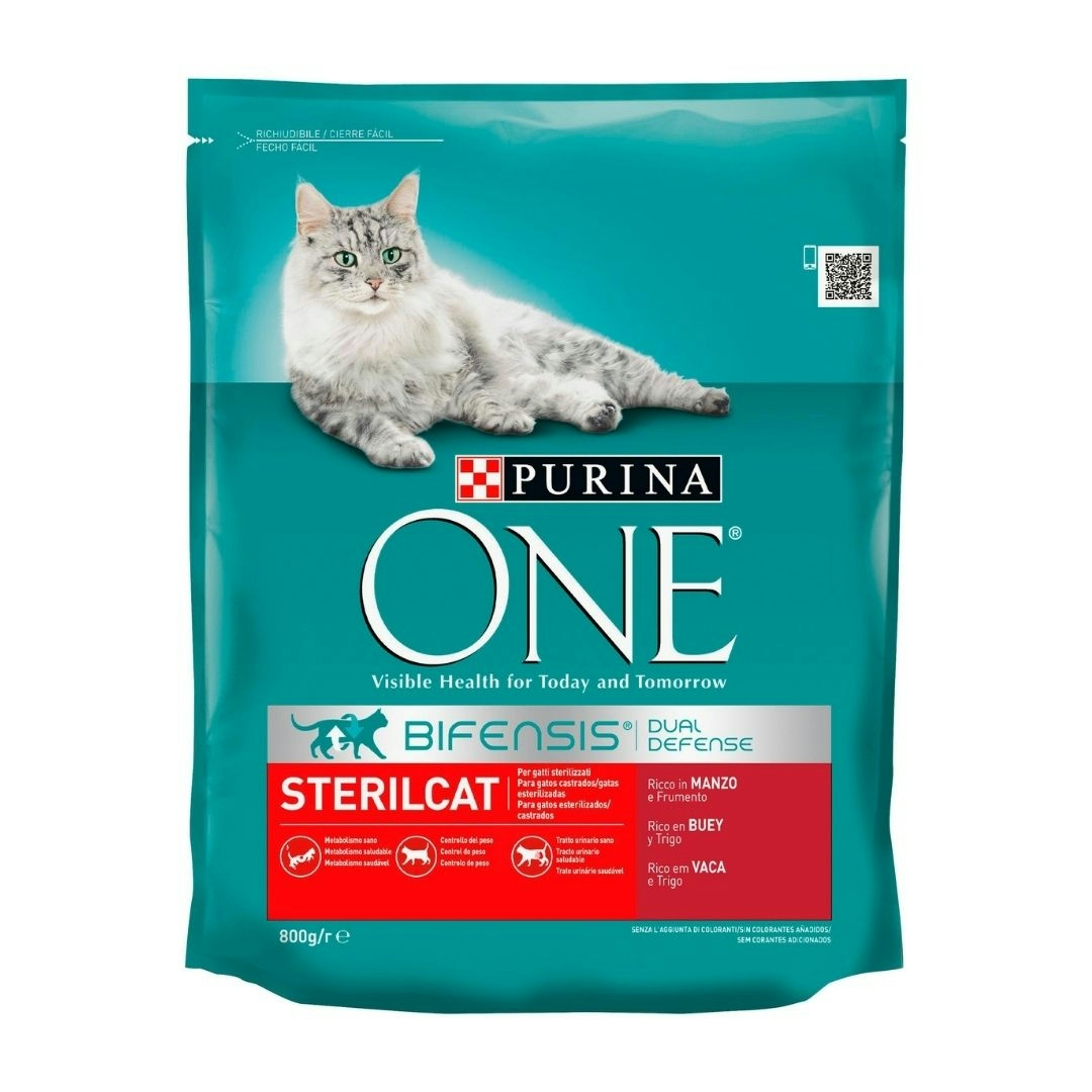 Alimento gatos esterilizados PURINA One rico en buey bolsa 800 gr