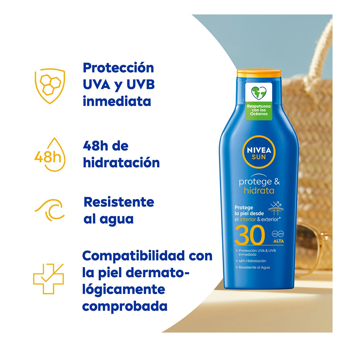 Leche solar hidratante protección alta FP 30 NIVEA 400 ml