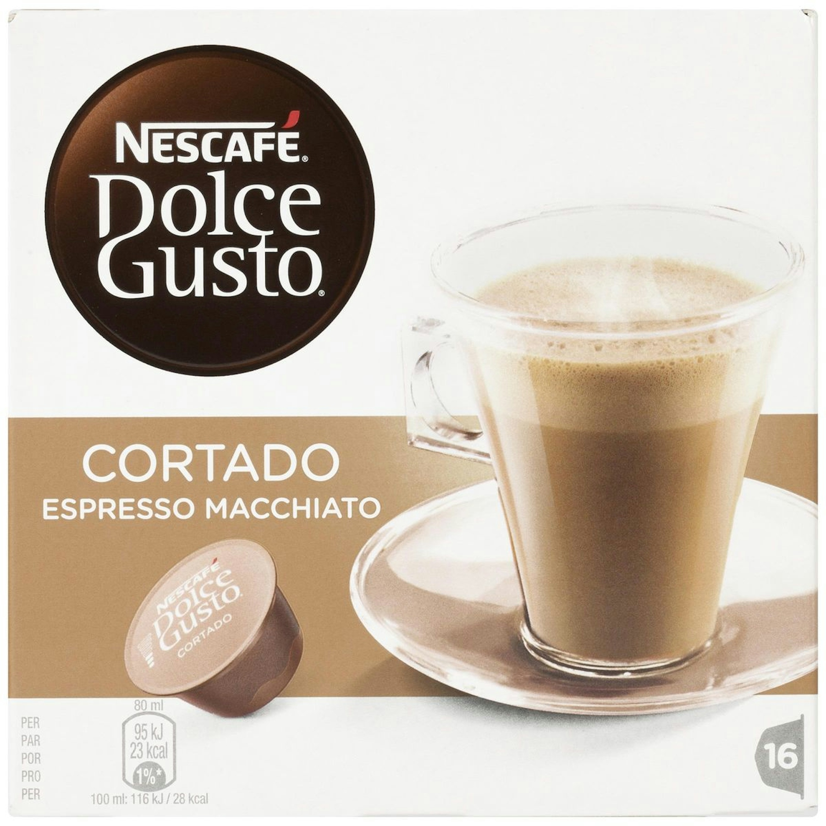 Café cortado espresso DOLCE GUSTO macchiato 16 cápsulas 100 gr