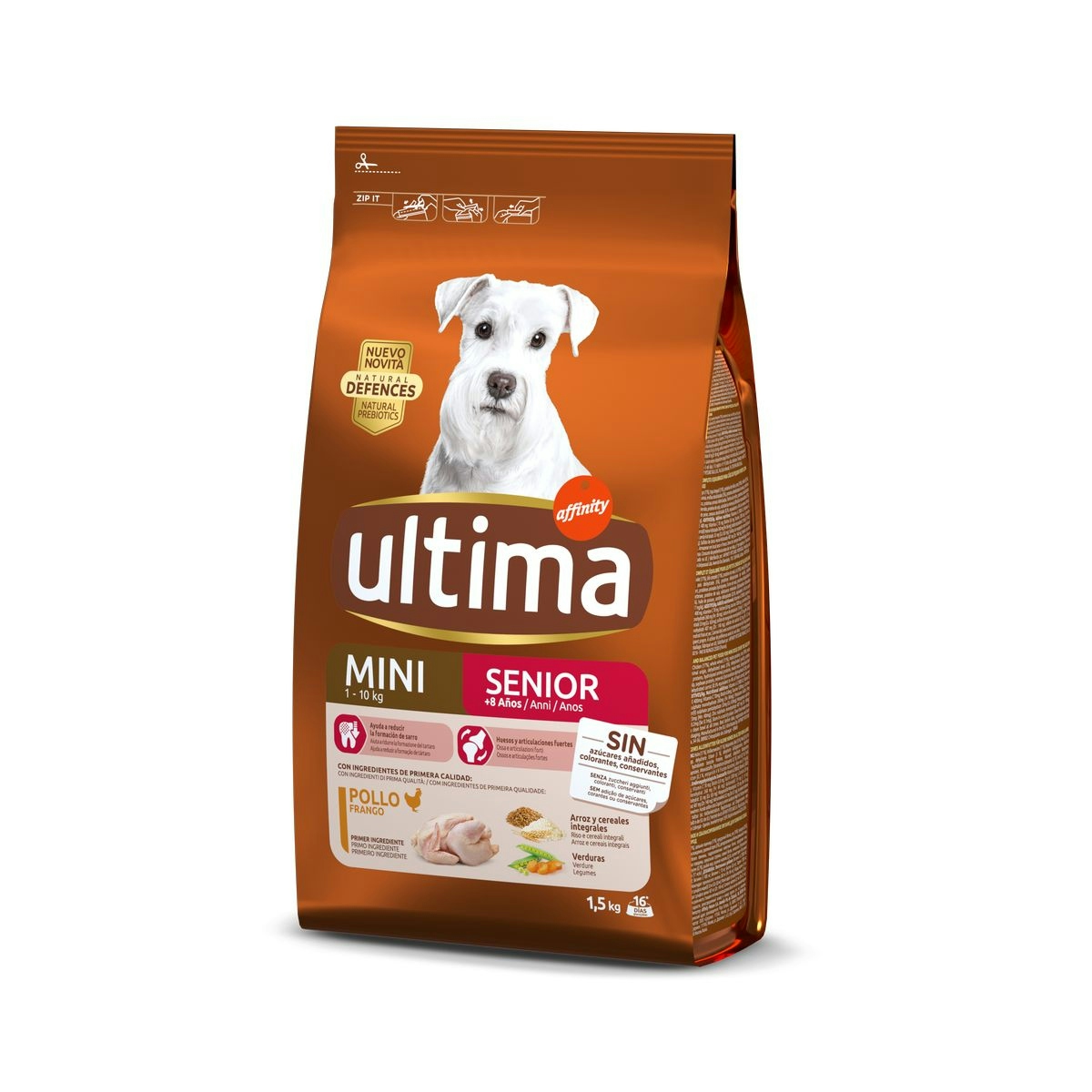 Alimento perros mini senior ULTIMA pollo bolsa 1,5 kg