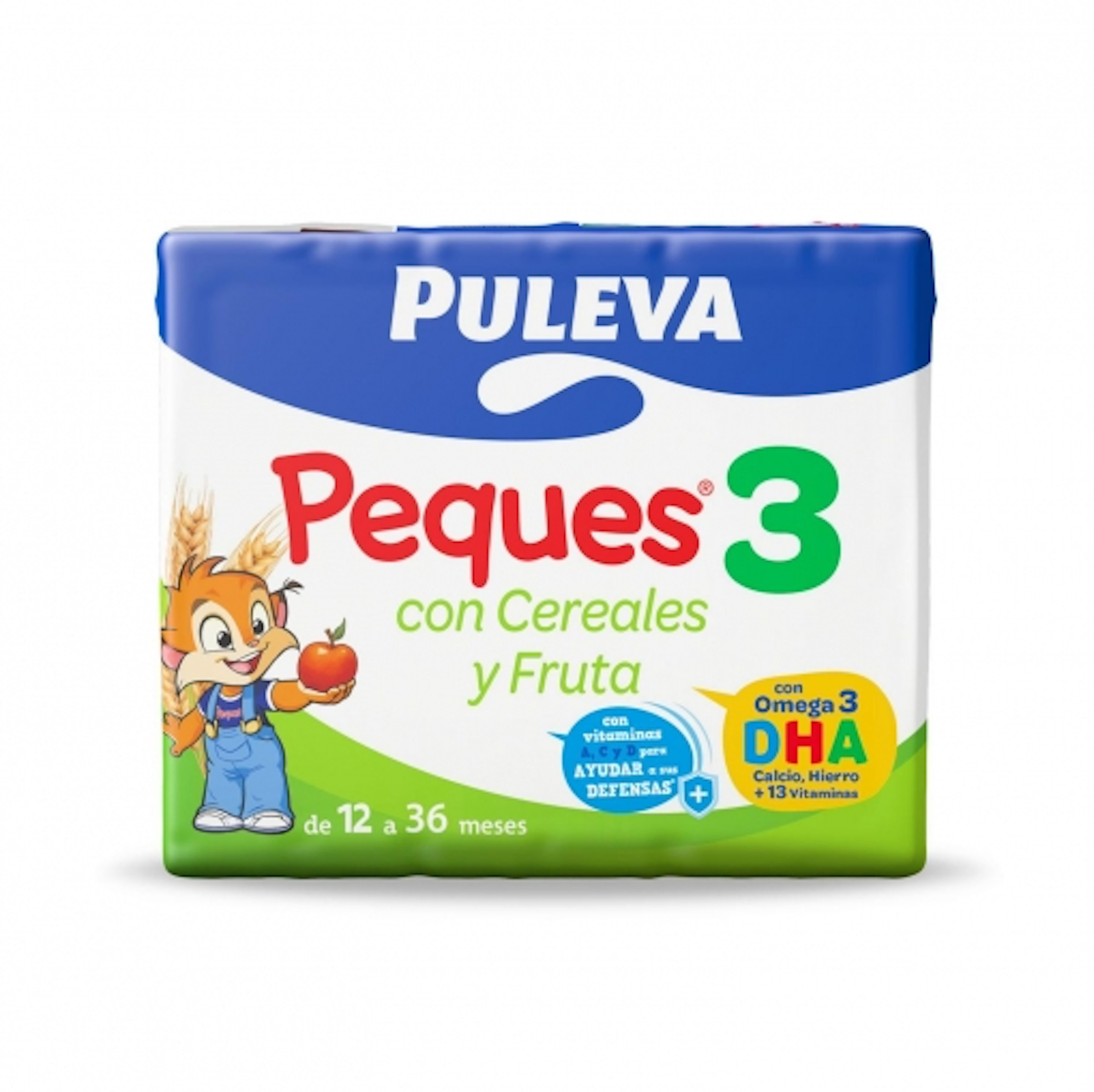 Leche crecimiento PULEVA Peques cereales y frutas con omega 3 pack 3x200 ml 0