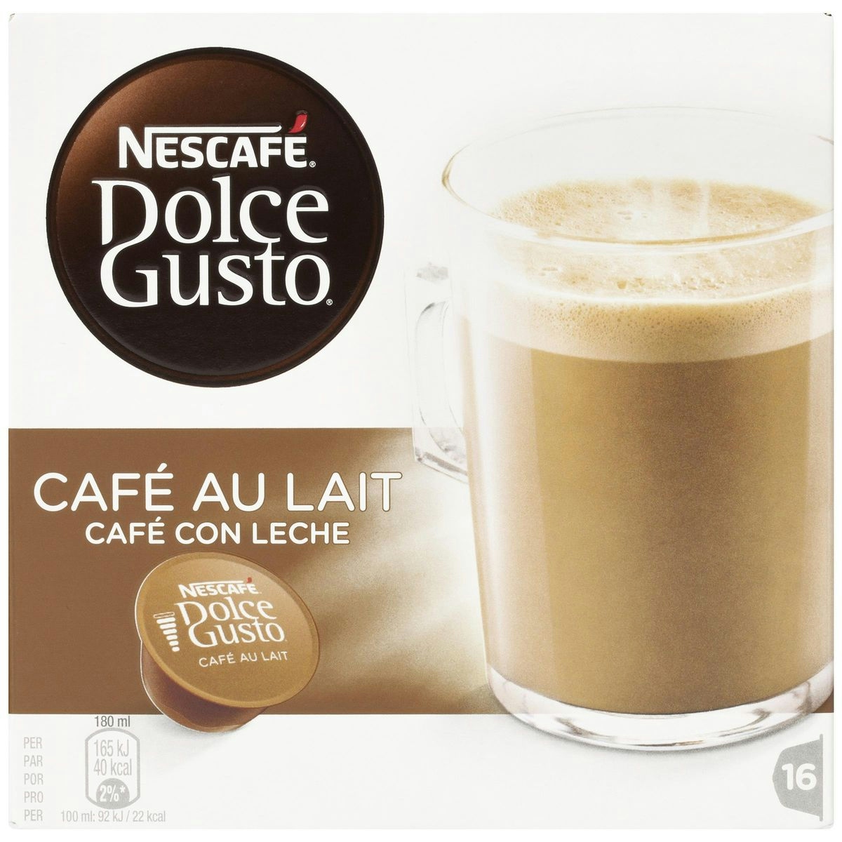 Café con leche DOLCE GUSTO 16 cápsulas caja 160 gr