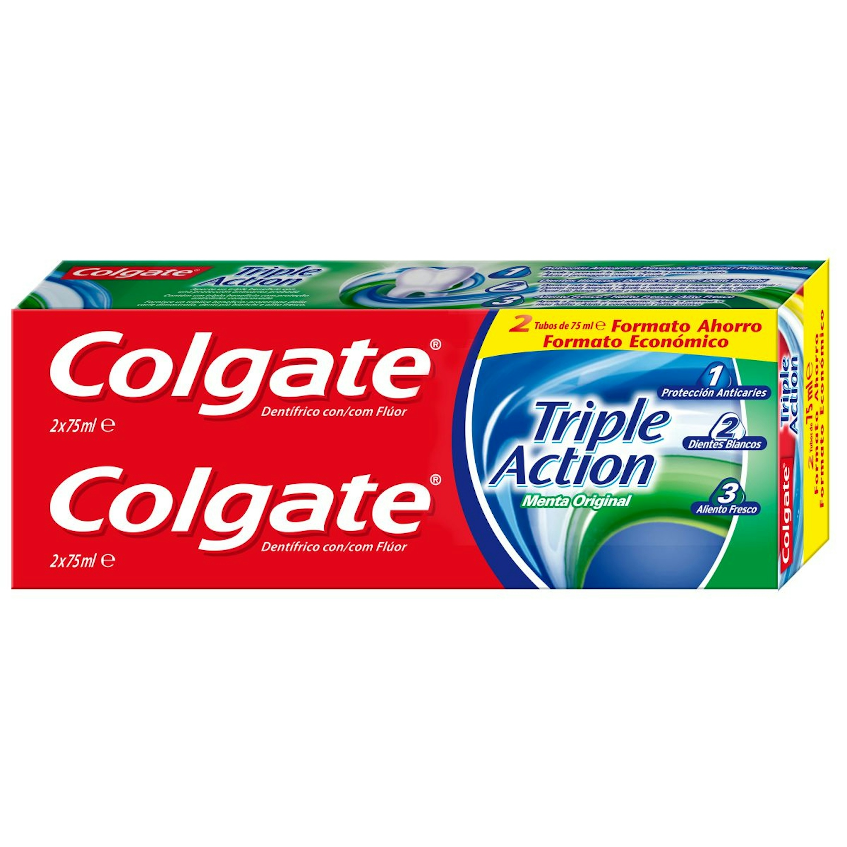 Pasta de dientes Colgate Triple Action anticaries y frescor a menta 2x75ml