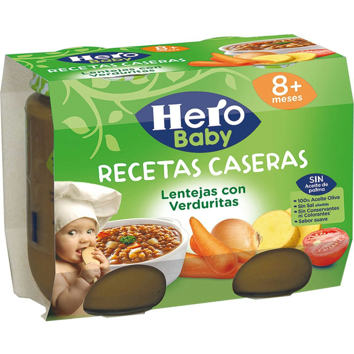 Tarrito recetas caseras lentejas con verduritas HERO 2x190 gr