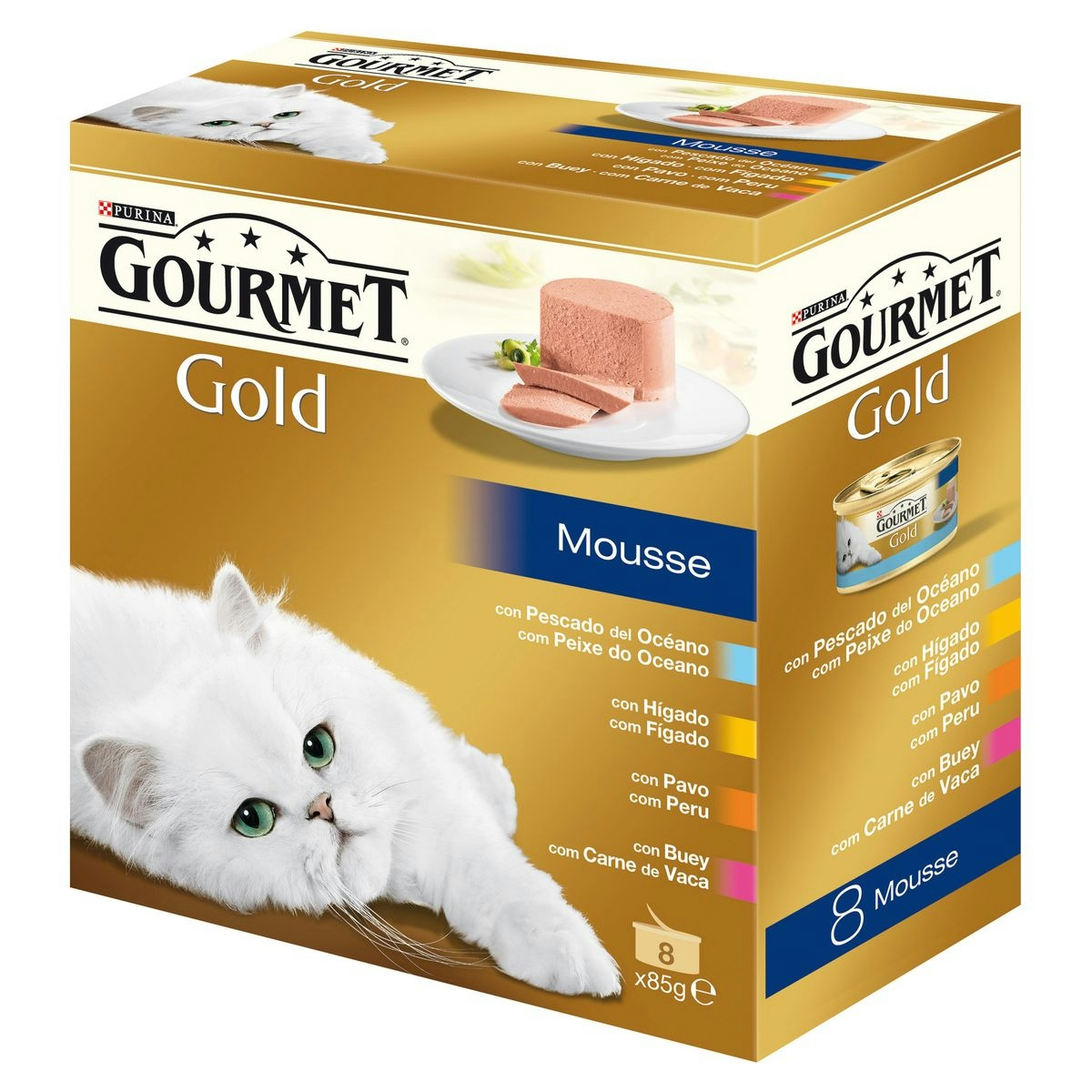 Mousse para gatos GOURMET GOLD caja 8x85 gr