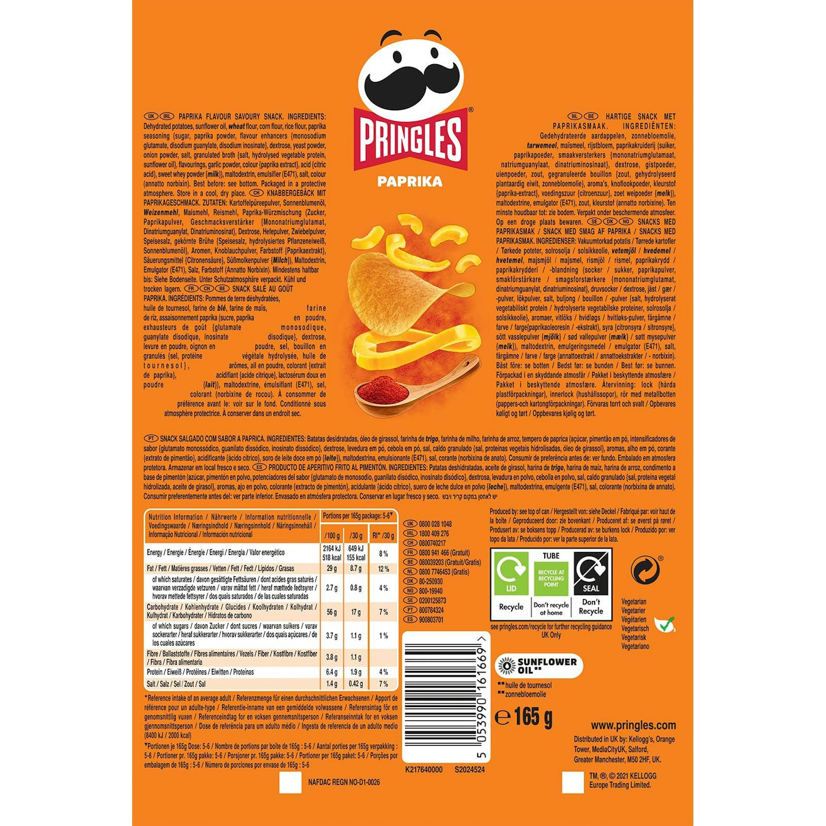 Pringles paprika 165 gr