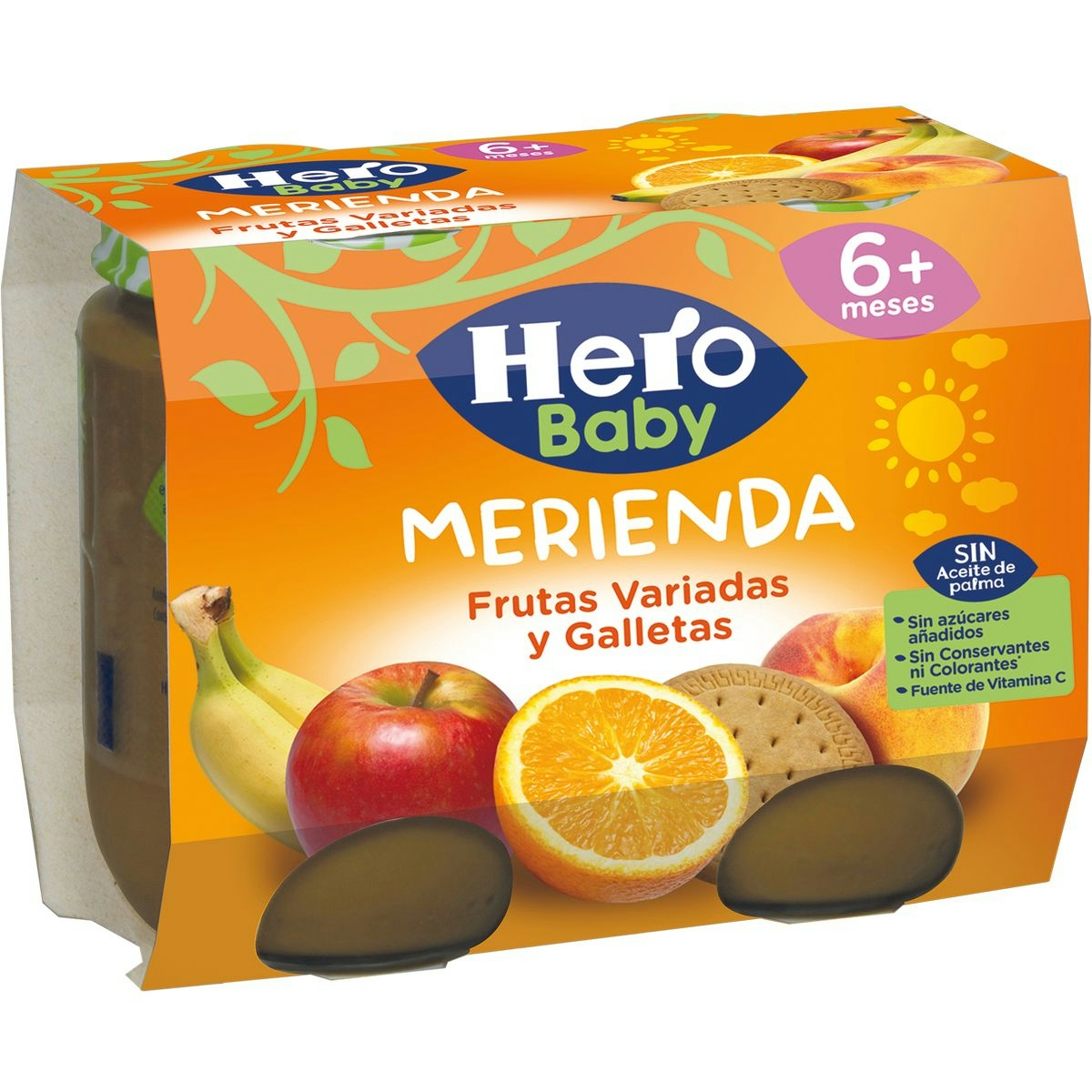 Tarrito merienda frutas variadas HERO 2x190 gr