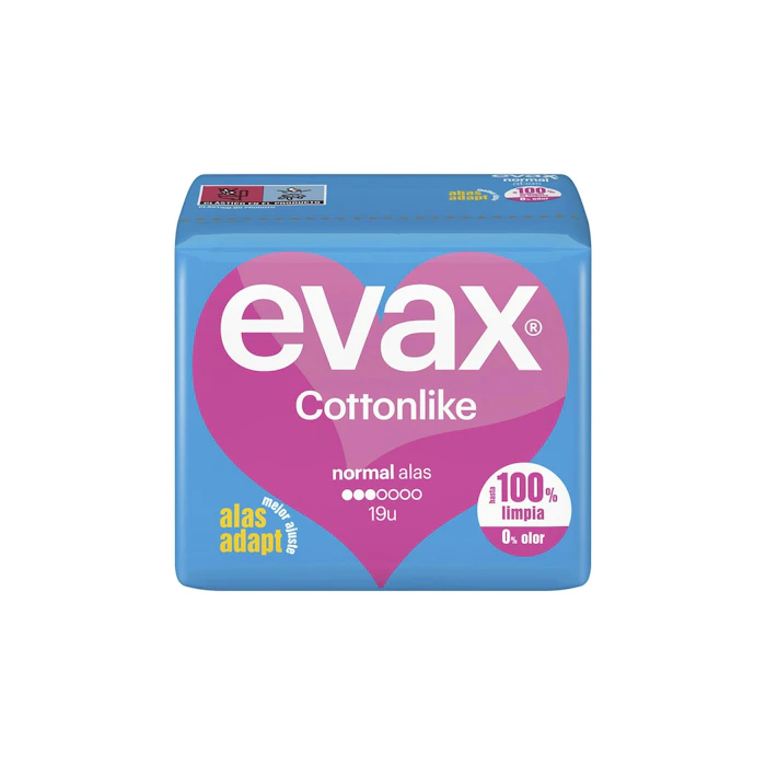 Compresas Con Alas Cottonlike Normal Evax 19 Uds