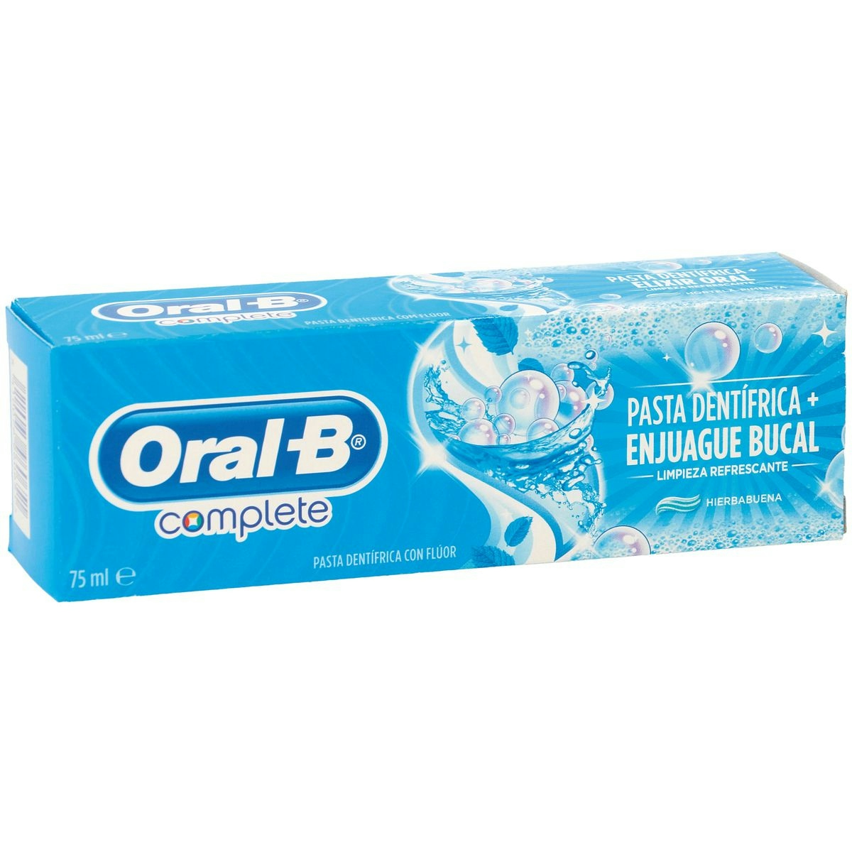 Pasta dentífrica enjuague bucal blanqueante ORAL B menta intensa tubo 75 ml