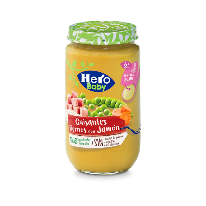 Tarrito Guisantes Con Jamón Hero Baby 235 Gr