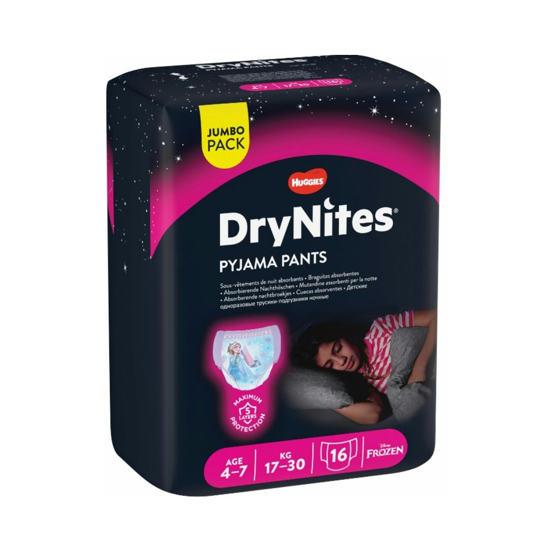 Braguitas absorbentes DRYNITES para niñas de 4 a 7 años 16 uds