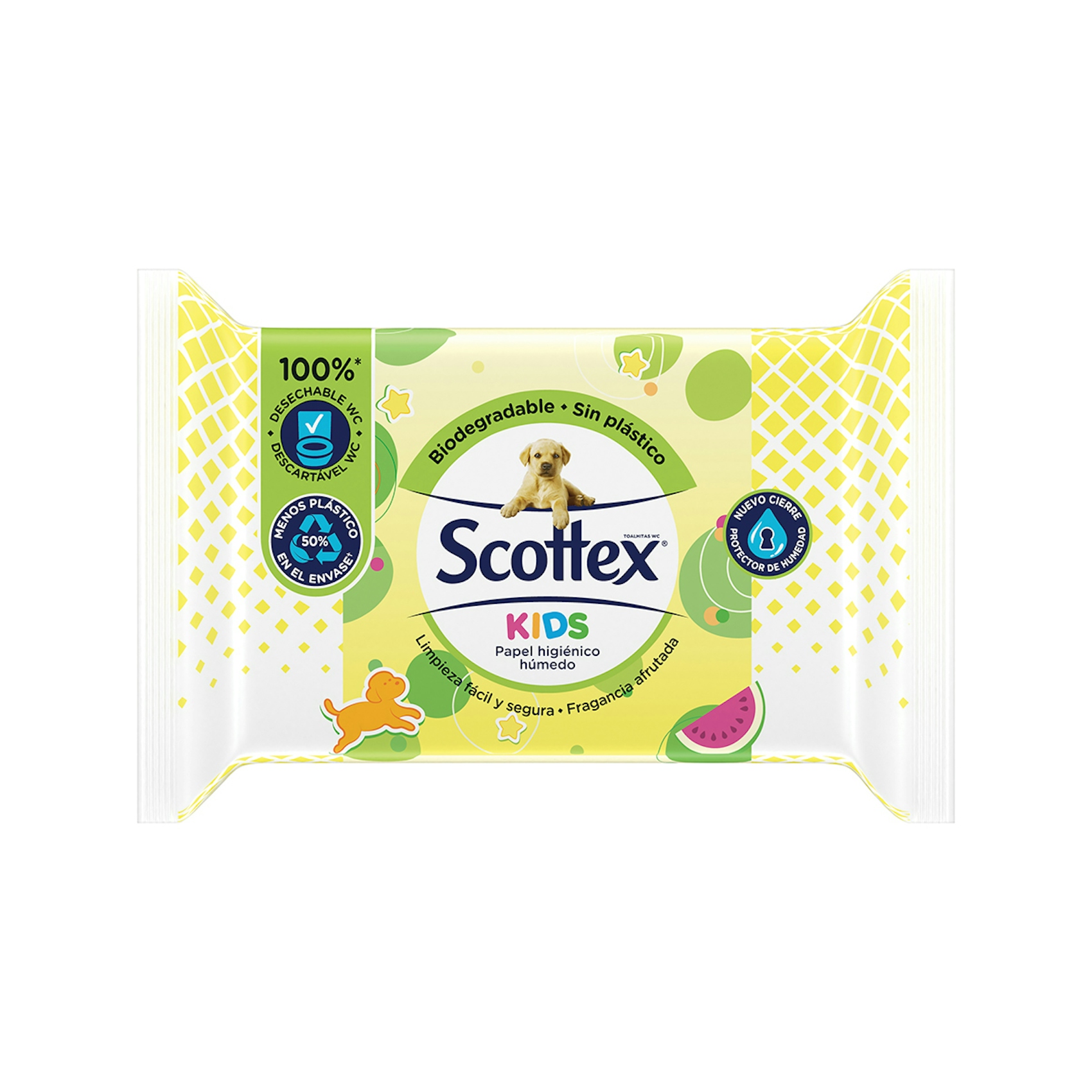 Papel higiénico húmedo SCOTTEX Junior, paquete 74 uds
