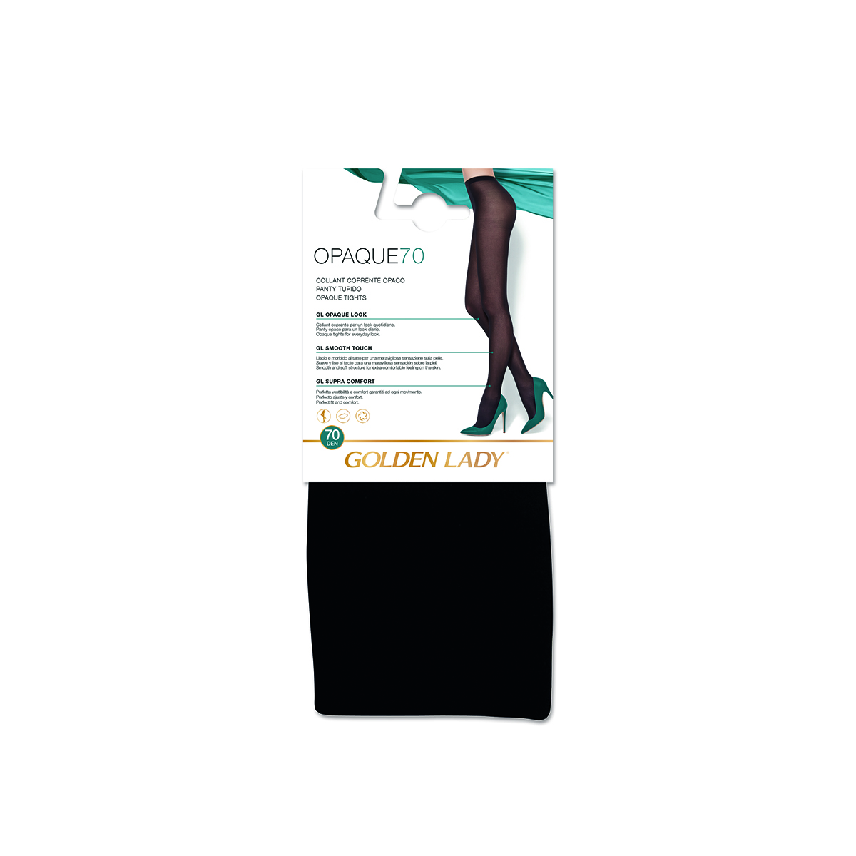 Imagen de Panty Tupido Golden Lady Opaco 70D Negro Talla M-3