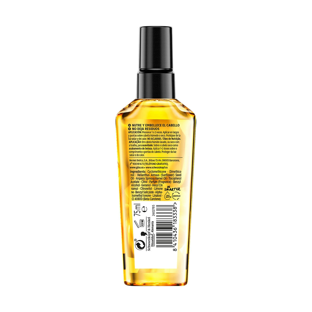 Aceite elixir GLISS diario con aceite de argán spray 75 ml
