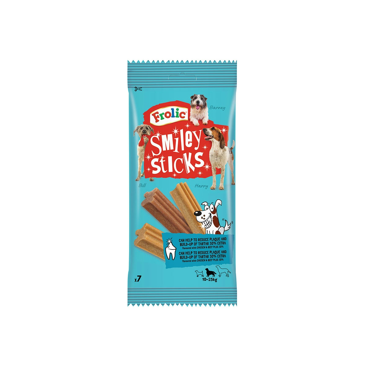 Snack para perros FROLIC smiley sticks cuidado oral bolsa 175 gr