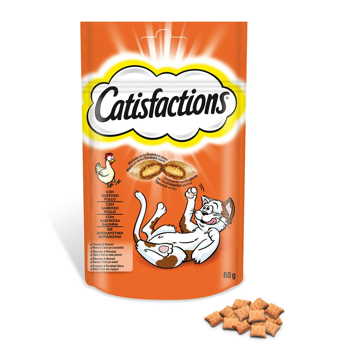 Snack para gatos CATISFACTIONS sabor pollo bolsa 60 gr