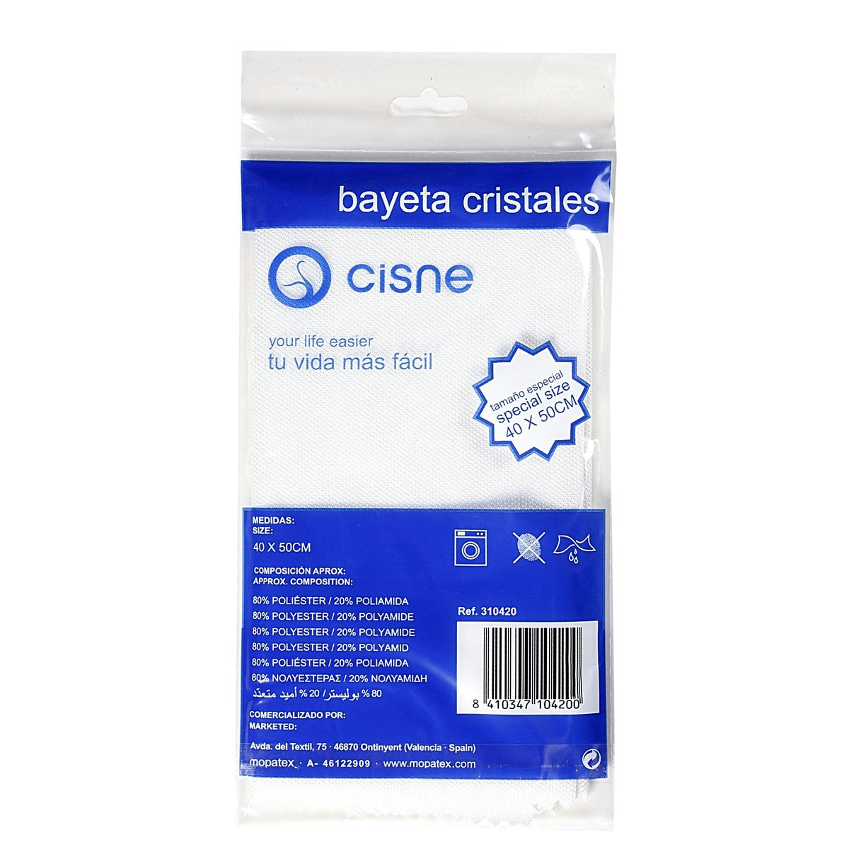 Bayeta microfibra CISNE especial cristales tamaño 40x50cm 1 ud