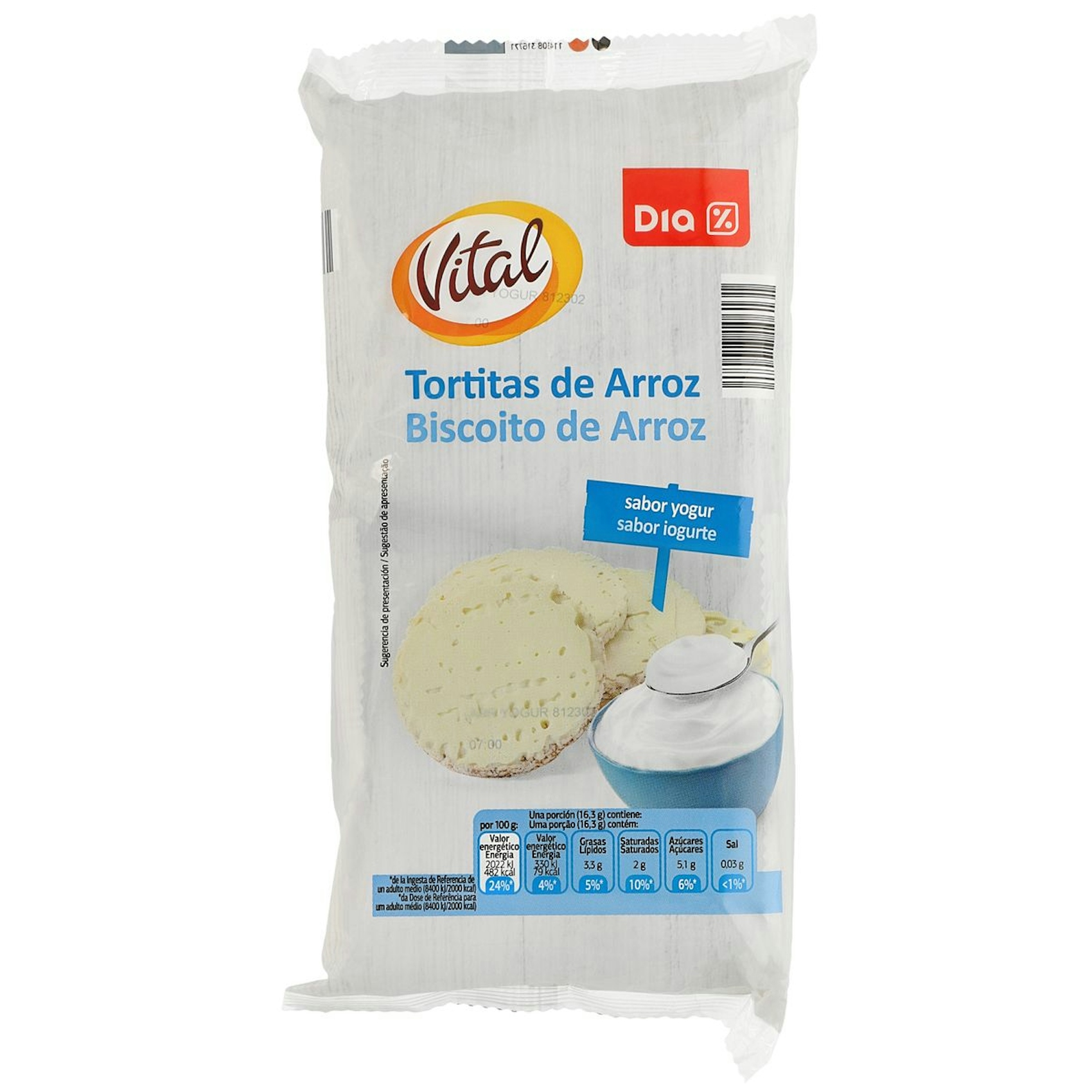 Tortita de arroz DIA sabor yogur bolsa 130 gr