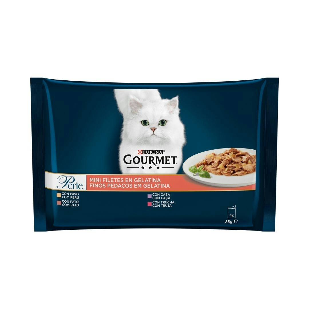 Alimento gato perle gelatina gourmet 4x85 gr